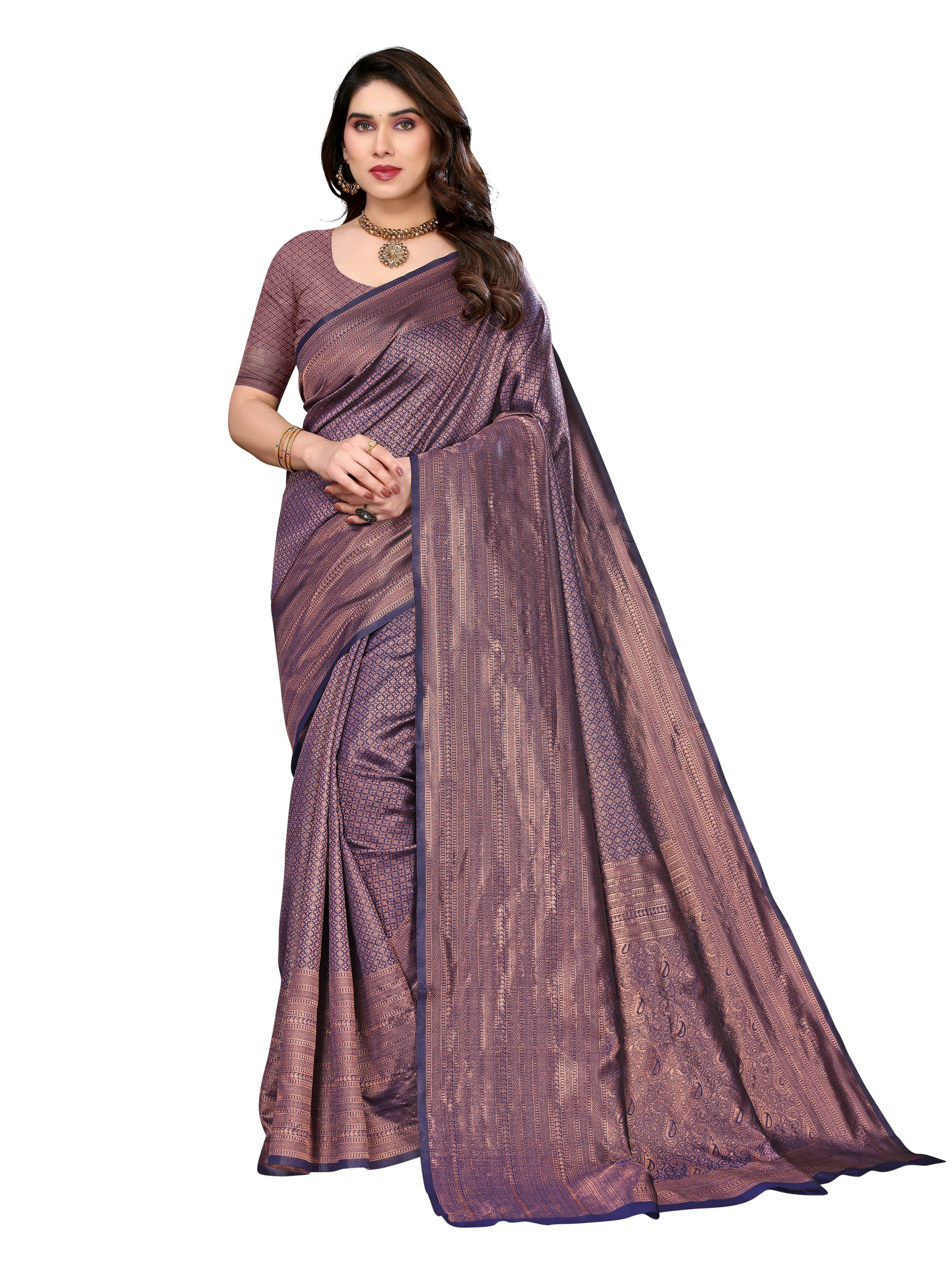 VEDANT VASTRAM Art Silk Woven Design Regular Saree With Unstitched Blouse Piece ( Navy Blue )     			VEDANT VASTRAM Art Silk Woven Design Regular Saree With Unstitched Blouse Piece ( Navy Blue )