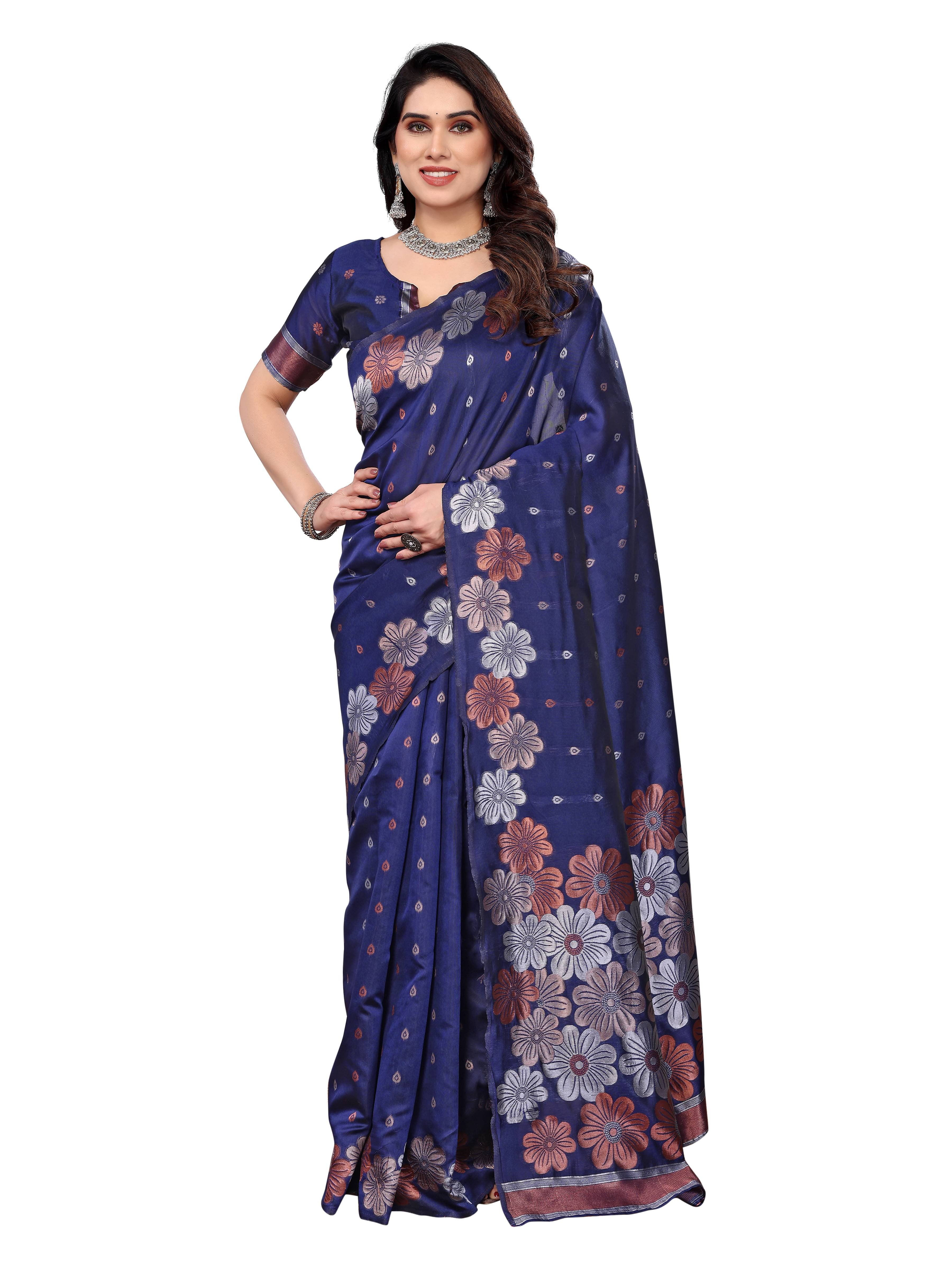 VEDANT VASTRAM Art Silk Woven Design Regular Saree With Unstitched Blouse Piece ( Blue ) VEDANT VASTRAM Art Silk Woven Design Regular Saree With Unstitched Blouse Piece ( Blue )