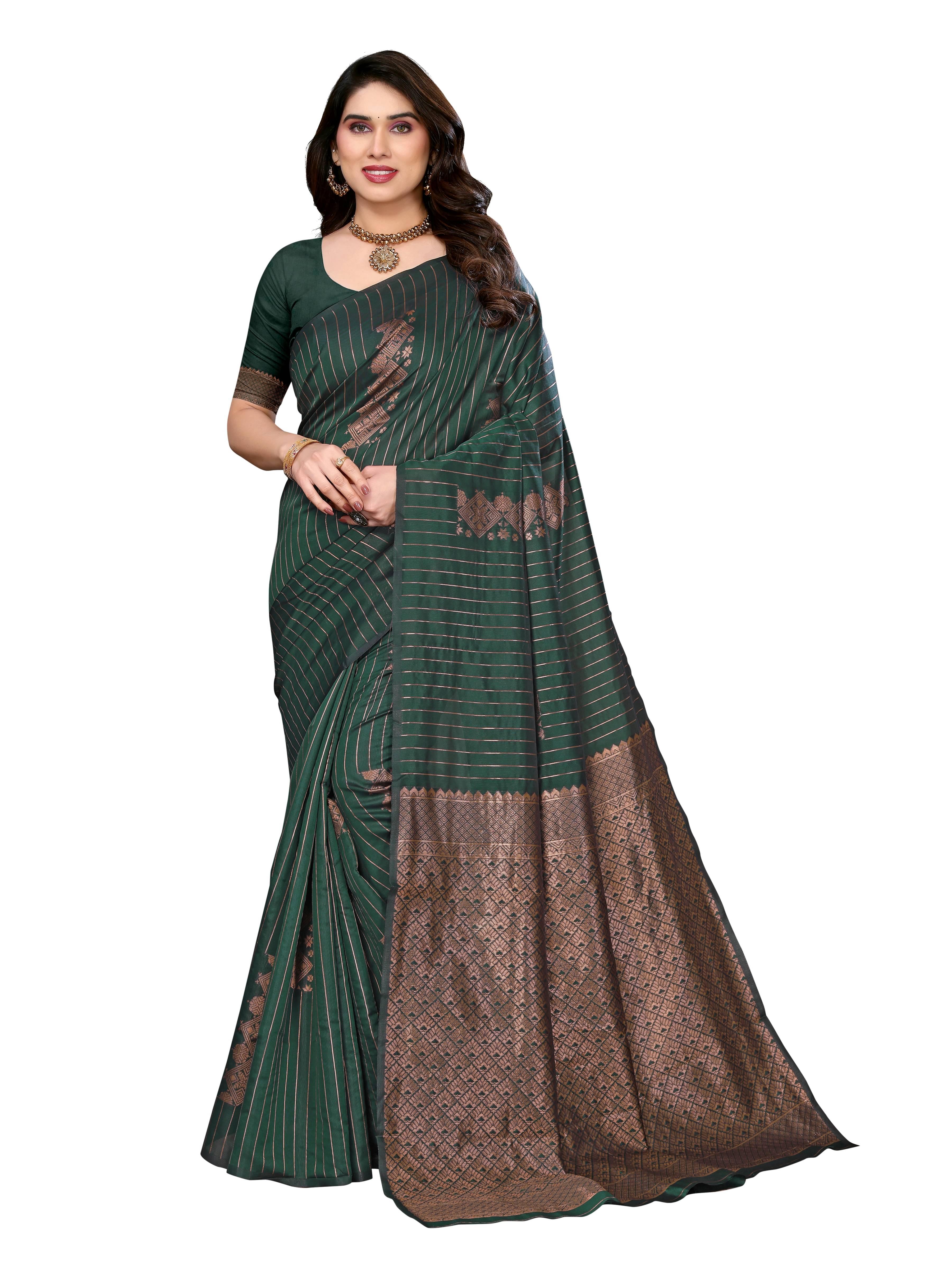 VEDANT VASTRAM Art Silk Woven Design Regular Saree With Unstitched Blouse Piece ( Green ) VEDANT VASTRAM Art Silk Woven Design Regular Saree With Unstitched Blouse Piece ( Green )