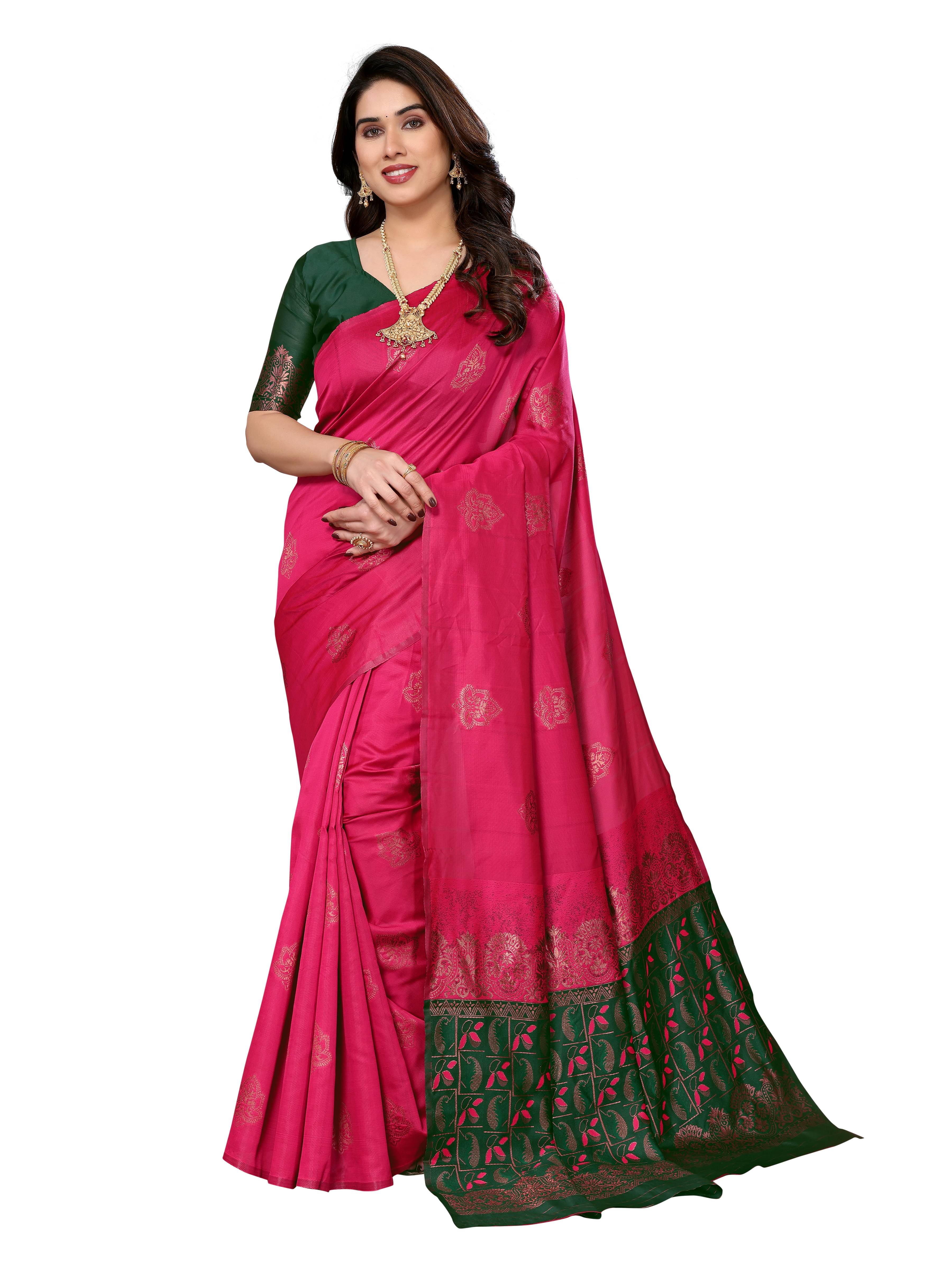 VEDANT VASTRAM Art Silk Woven Design Regular Saree With Unstitched Blouse Piece ( Pink ) VEDANT VASTRAM Art Silk Woven Design Regular Saree With Unstitched Blouse Piece ( Pink )