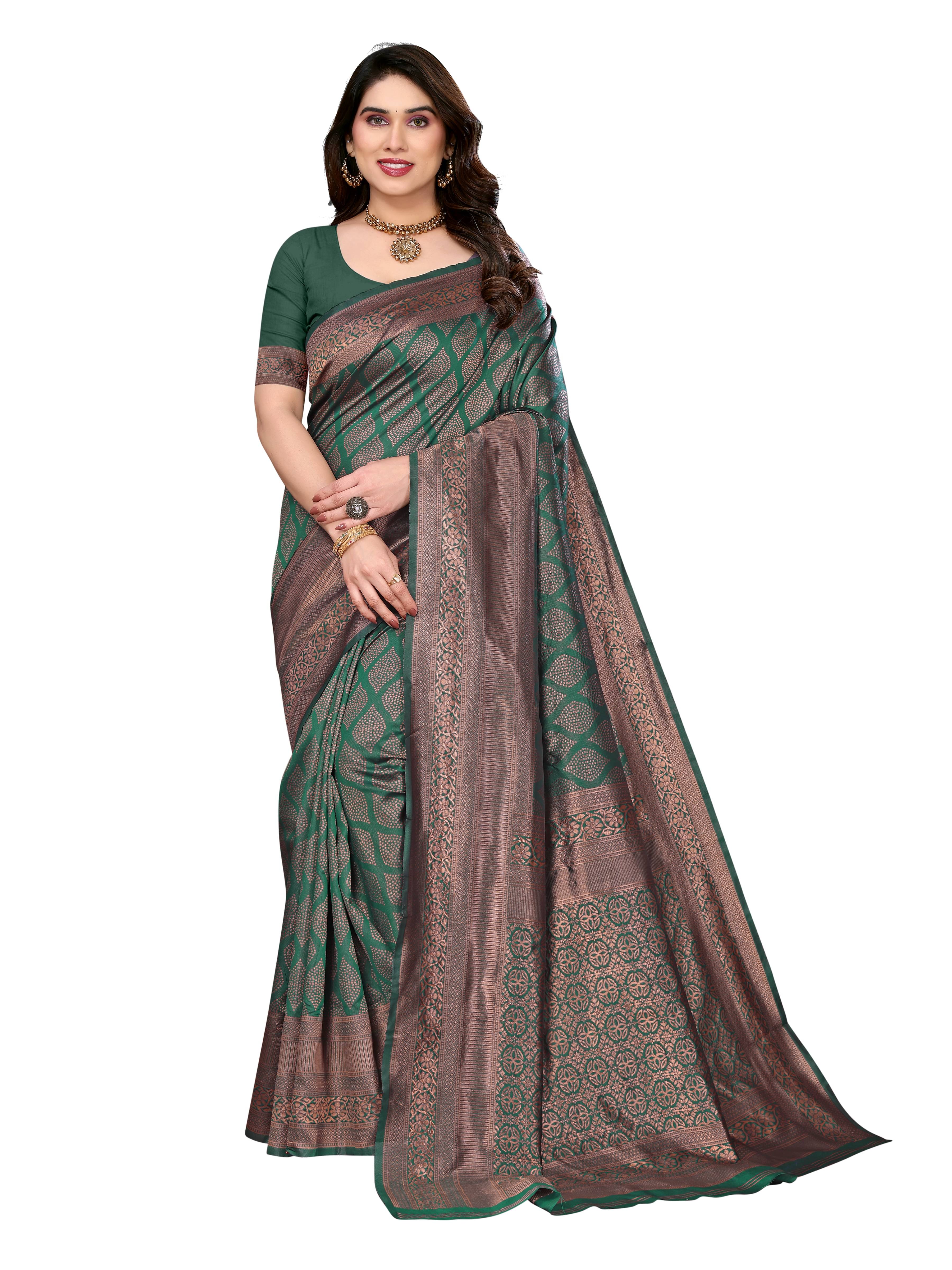 VEDANT VASTRAM Art Silk Woven Design Regular Saree With Unstitched Blouse Piece ( Green ) VEDANT VASTRAM Art Silk Woven Design Regular Saree With Unstitched Blouse Piece ( Green )