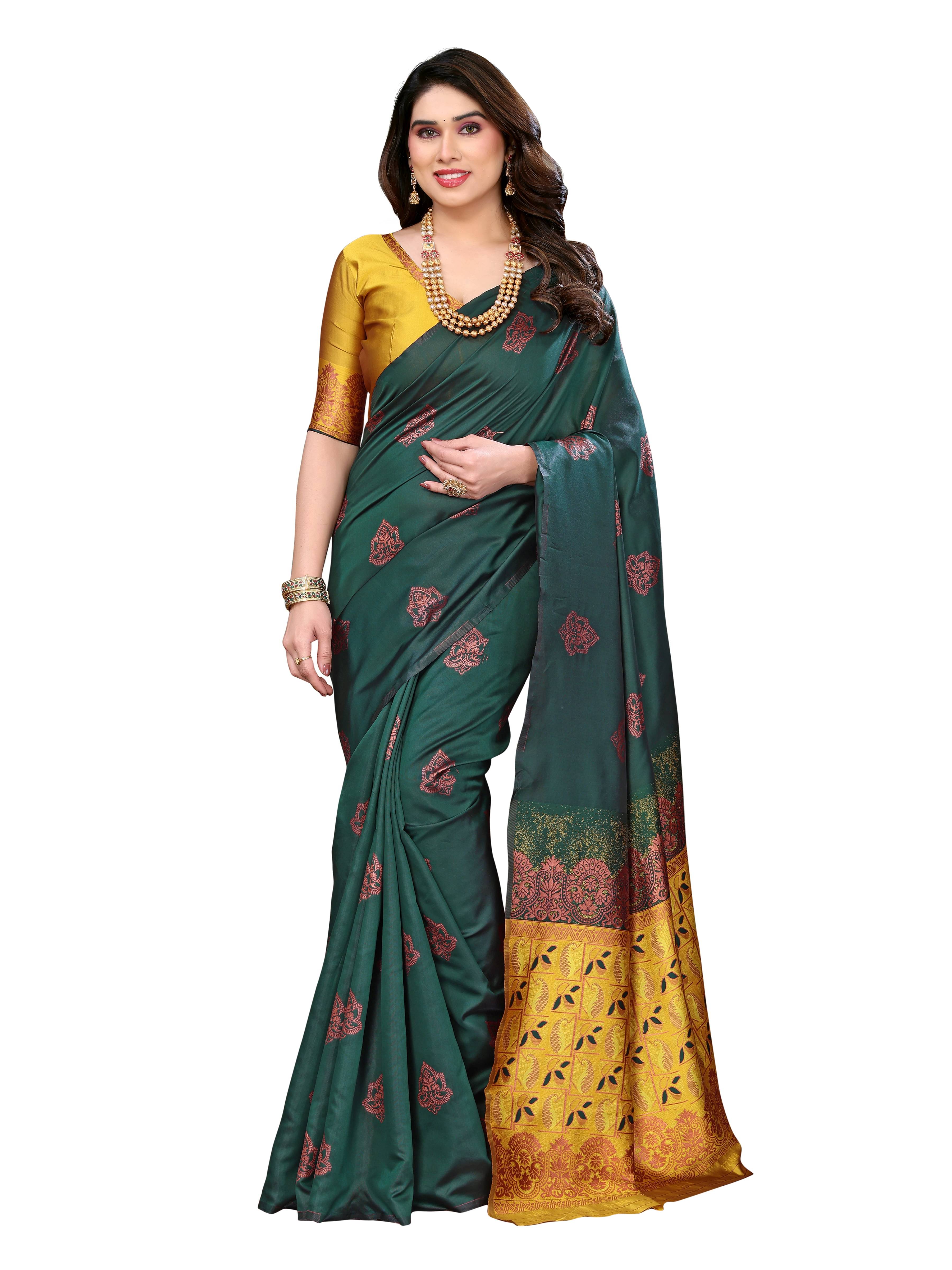 VEDANT VASTRAM Art Silk Woven Design Regular Saree With Unstitched Blouse Piece ( Green ) VEDANT VASTRAM Art Silk Woven Design Regular Saree With Unstitched Blouse Piece ( Green )