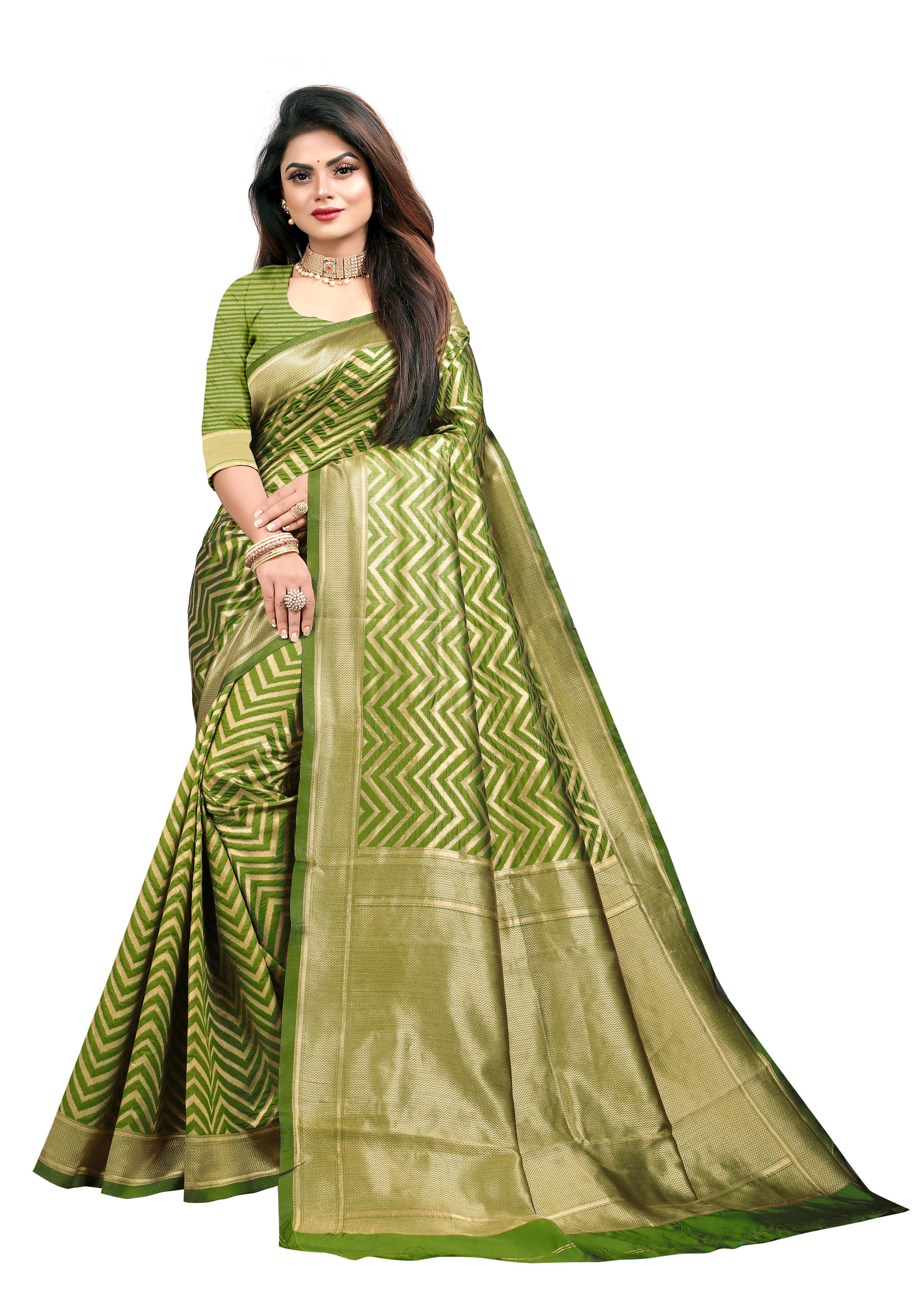     			VEDANT VASTRAM Art Silk Woven Design Regular Saree With Unstitched Blouse Piece ( Light Green )