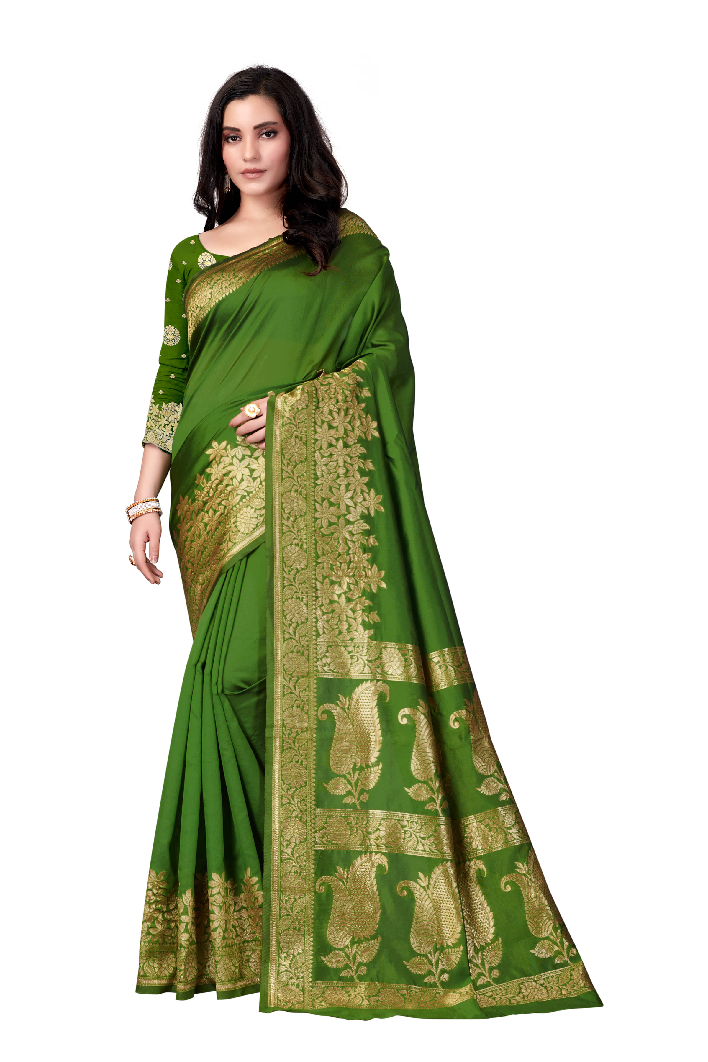     			VEDANT VASTRAM Art Silk Woven Design Regular Saree With Unstitched Blouse Piece ( Light Green )