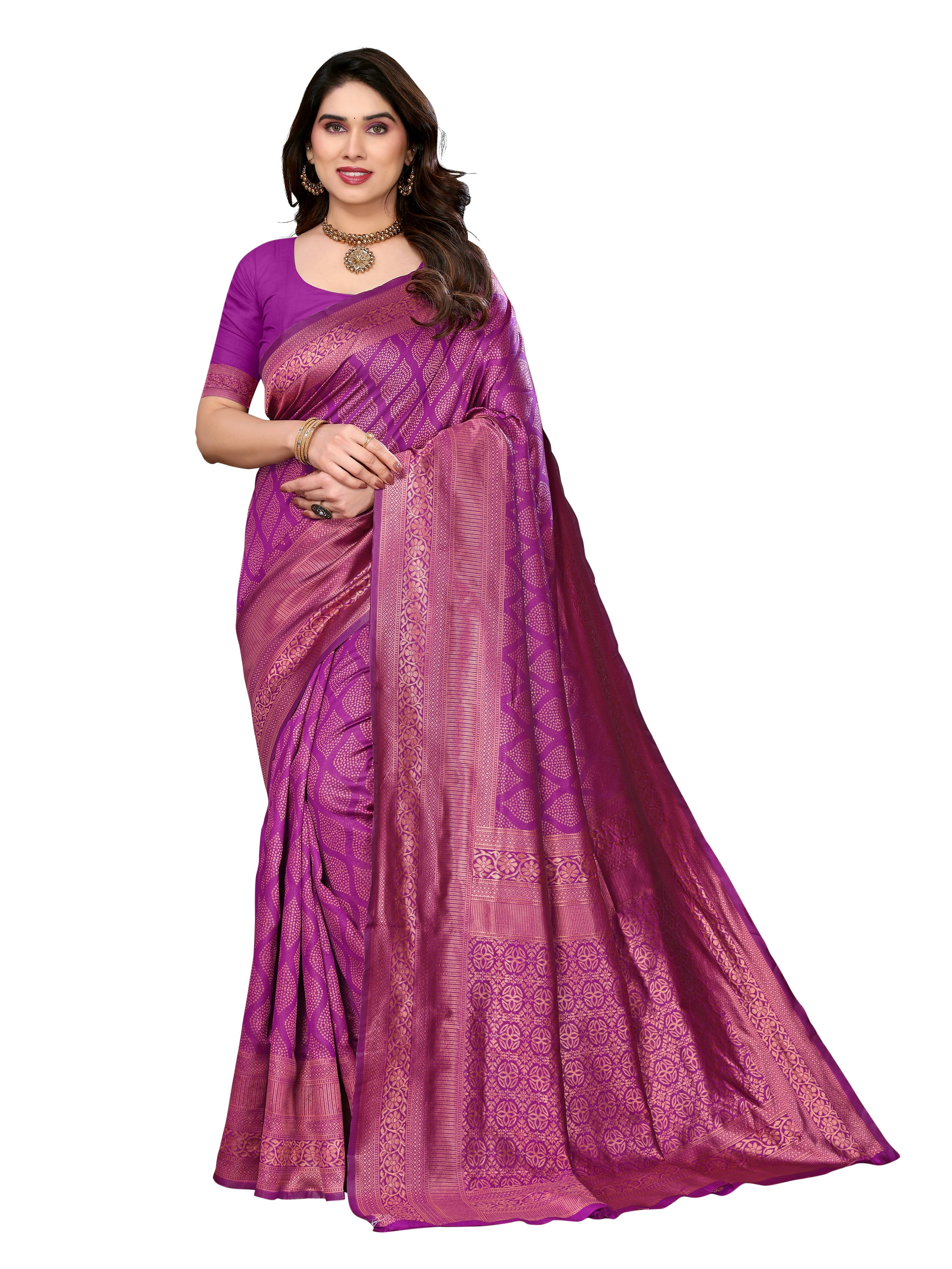 VEDANT VASTRAM Art Silk Woven Design Regular Saree With Unstitched Blouse Piece ( Purple )     			VEDANT VASTRAM Art Silk Woven Design Regular Saree With Unstitched Blouse Piece ( Purple )