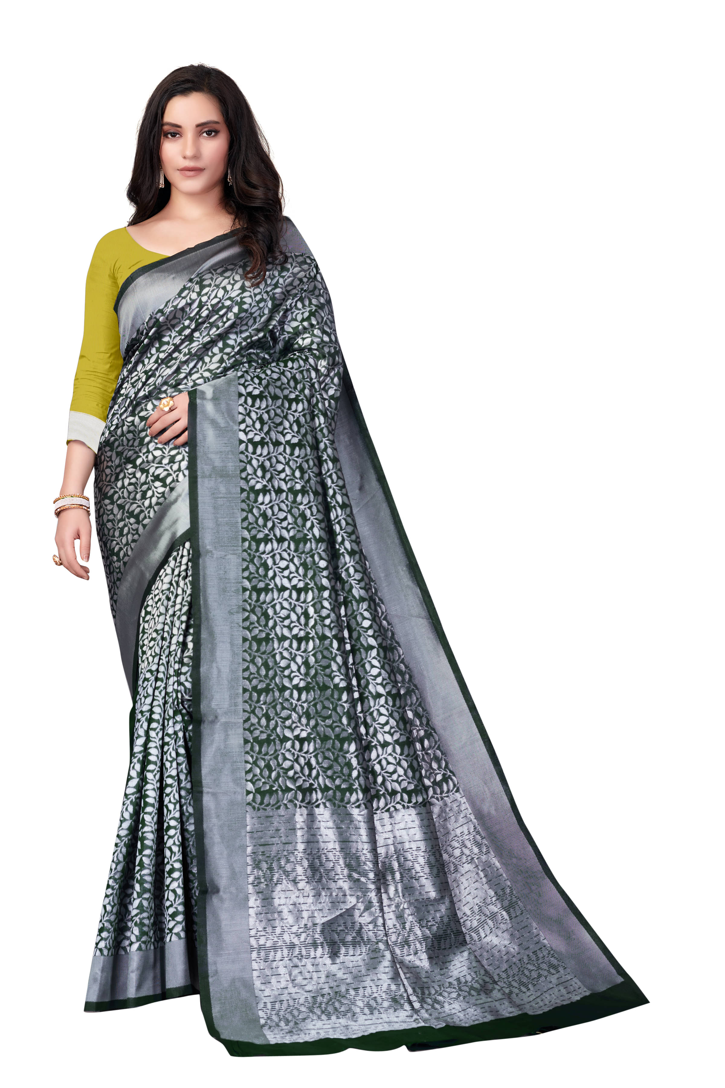 VEDANT VASTRAM Art Silk Woven Design Regular Saree With Unstitched Blouse Piece ( Green )     			VEDANT VASTRAM Art Silk Woven Design Regular Saree With Unstitched Blouse Piece ( Green )