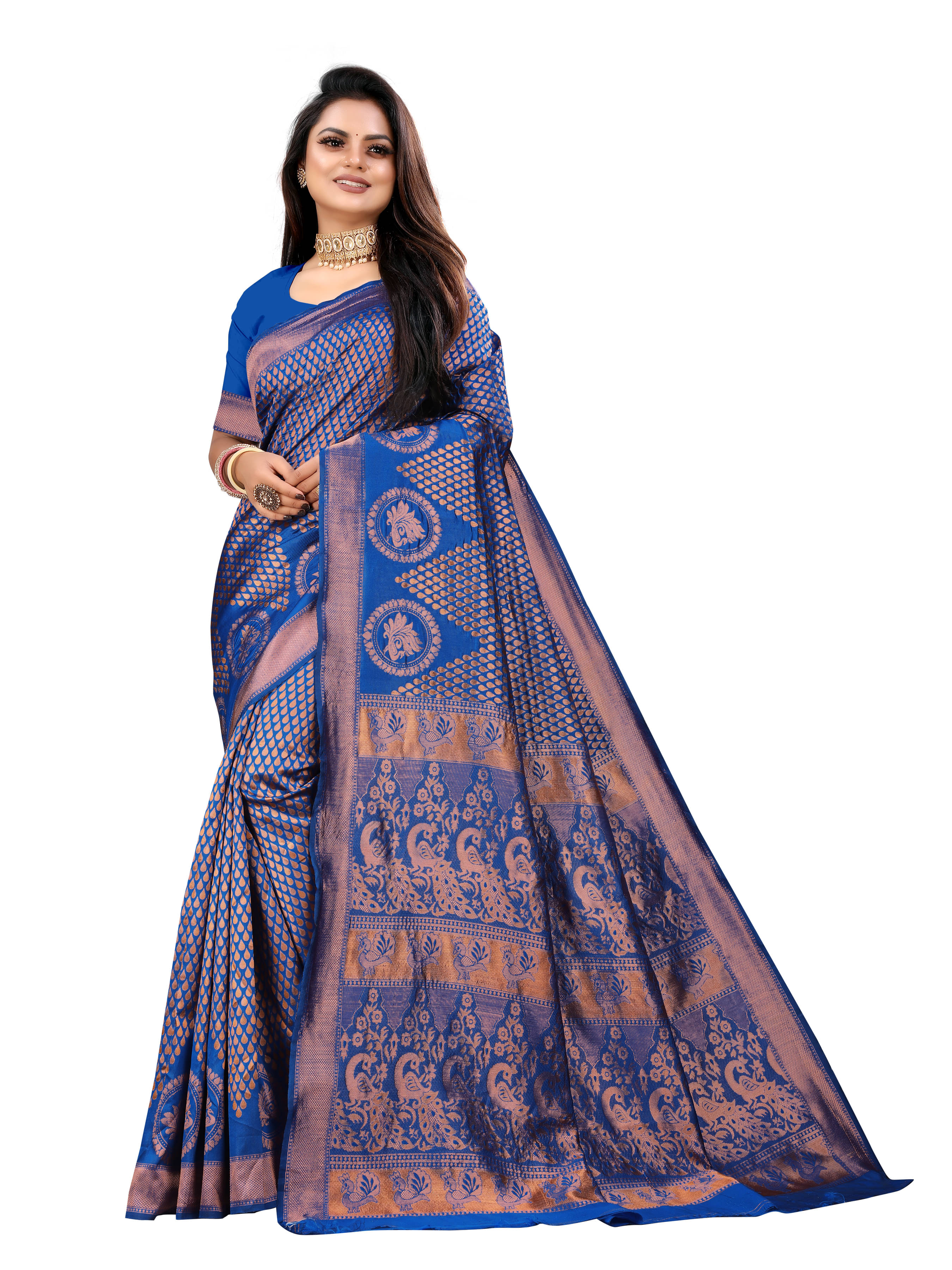 VEDANT VASTRAM Art Silk Woven Design Regular Saree With Unstitched Blouse Piece ( Blue ) VEDANT VASTRAM Art Silk Woven Design Regular Saree With Unstitched Blouse Piece ( Blue )