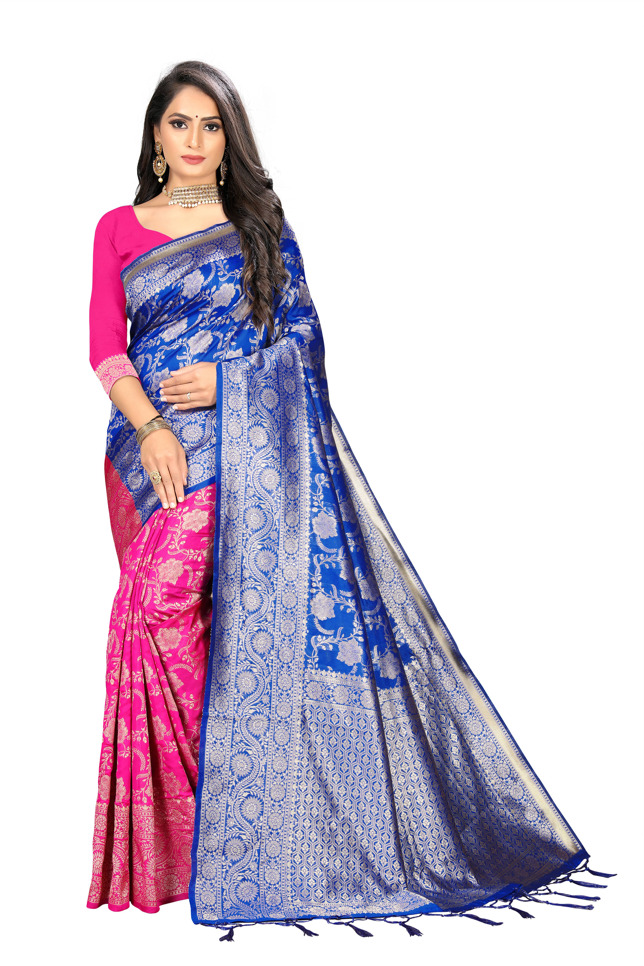 VEDANT VASTRAM Art Silk Woven Design Regular Saree With Unstitched Blouse Piece ( Blue ) VEDANT VASTRAM Art Silk Woven Design Regular Saree With Unstitched Blouse Piece ( Blue )