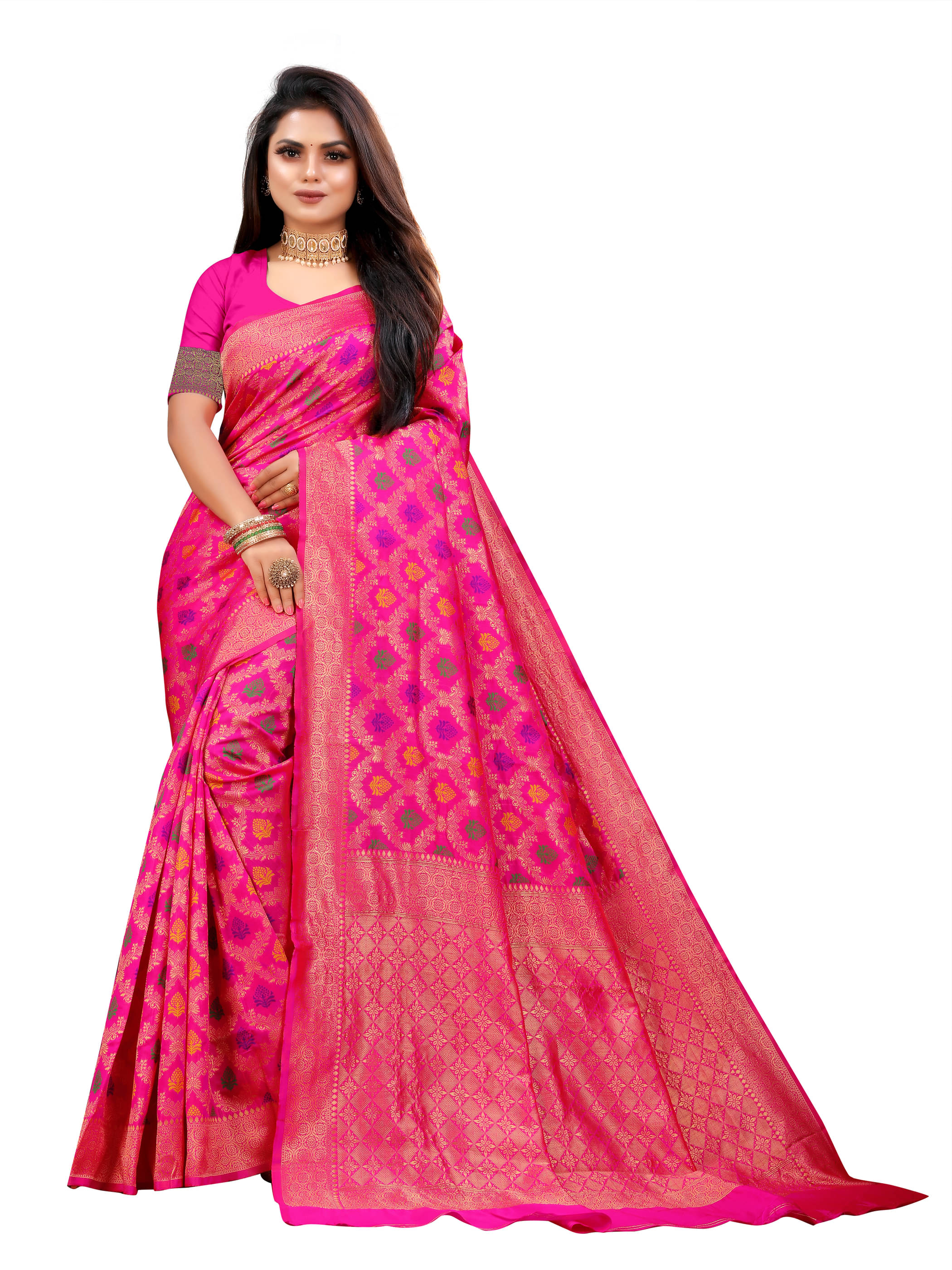 VEDANT VASTRAM Art Silk Woven Design Regular Saree With Unstitched Blouse Piece ( Pink ) VEDANT VASTRAM Art Silk Woven Design Regular Saree With Unstitched Blouse Piece ( Pink )