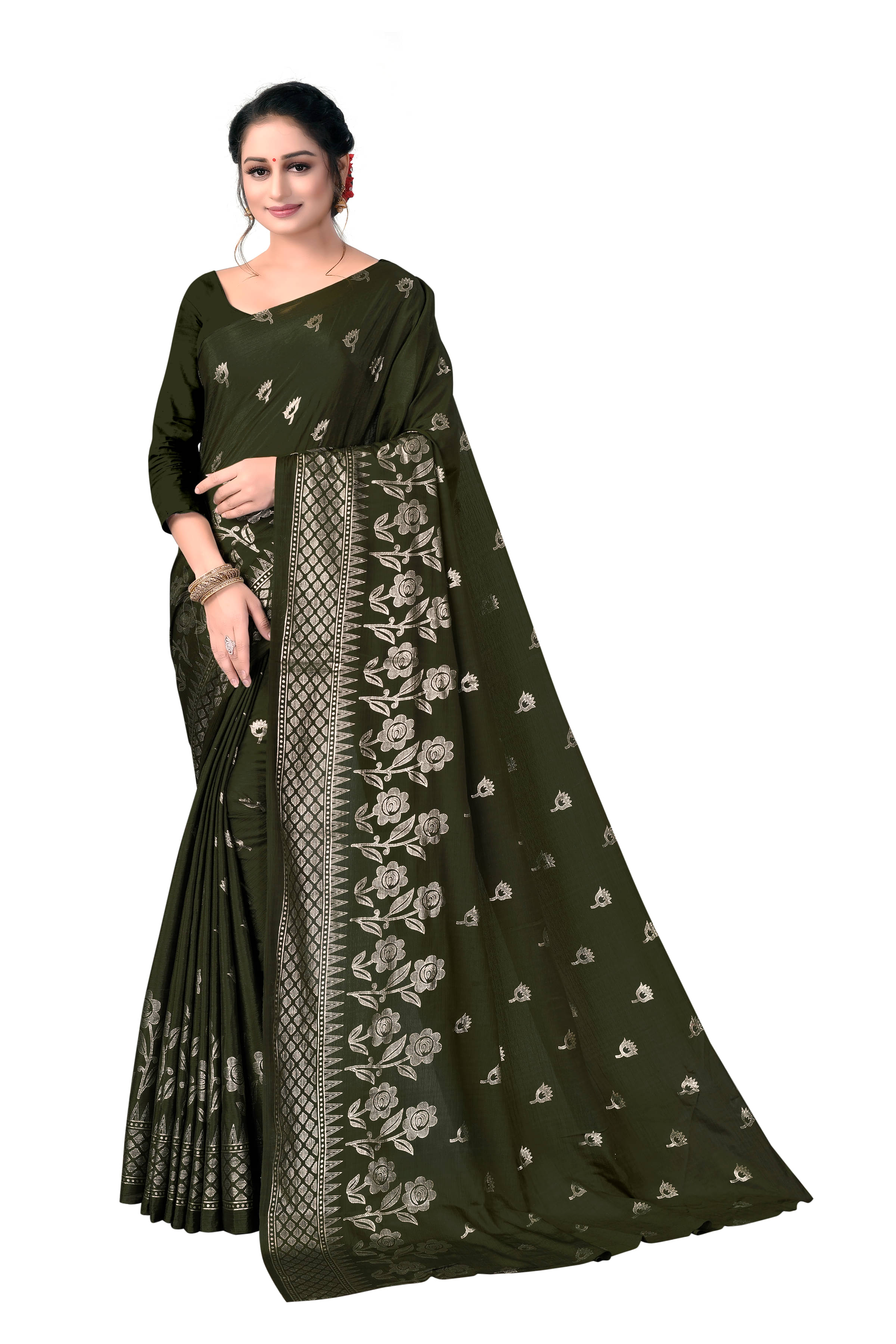 VEDANT VASTRAM Georgette Printed Regular Saree With Unstitched Blouse Piece ( Light Green ) VEDANT VASTRAM Georgette Printed Regular Saree With Unstitched Blouse Piece ( Light Green )