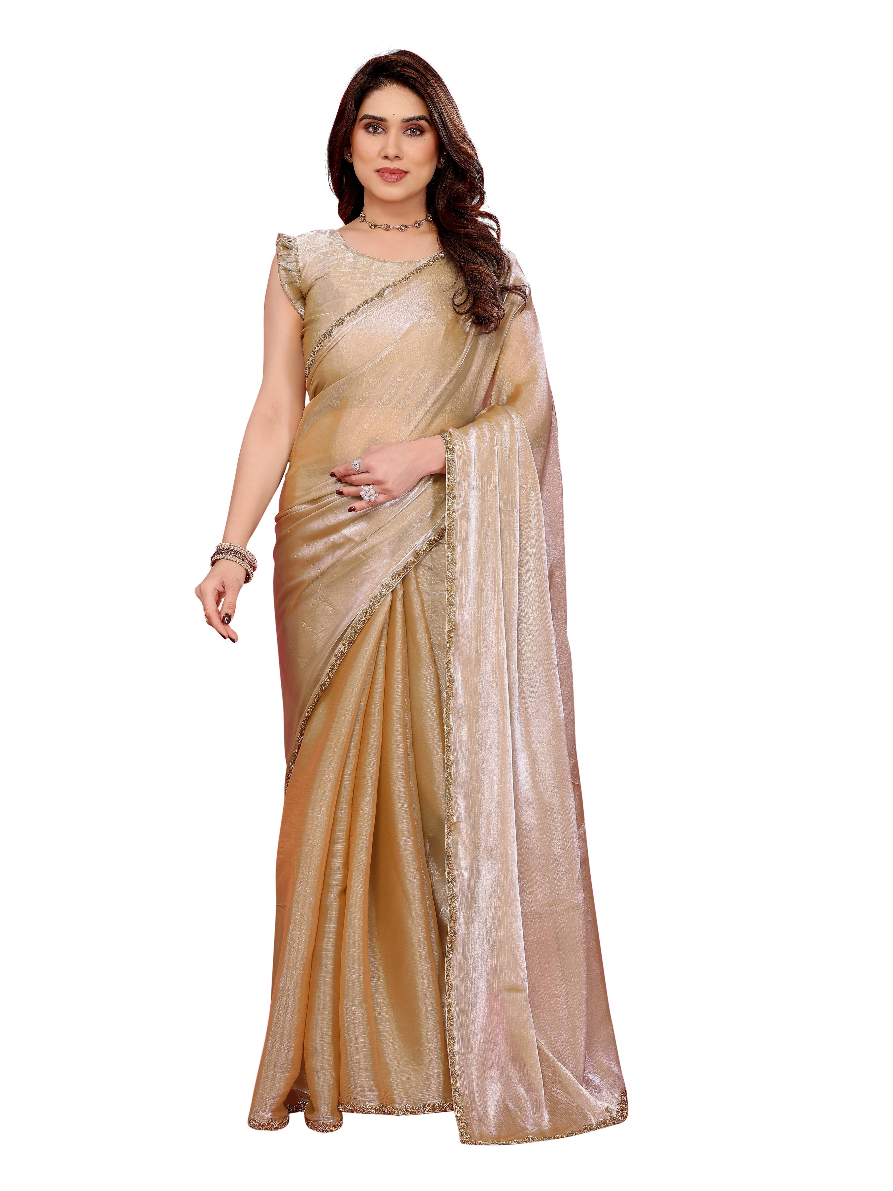     			VEDANT VASTRAM Jimmy Choo Embellished Regular Saree With Unstitched Blouse Piece ( Bronze )