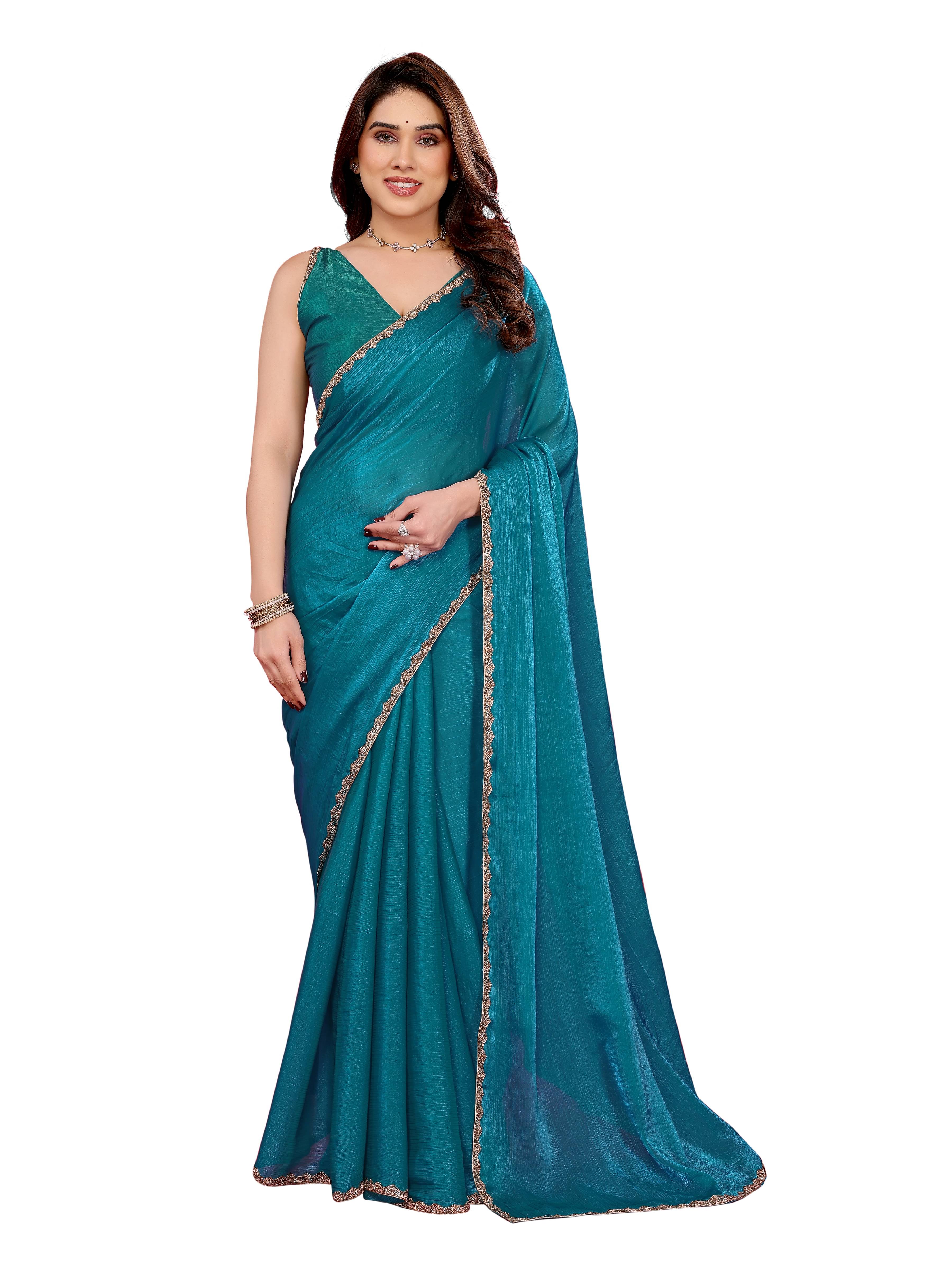 VEDANT VASTRAM Jimmy Choo Embellished Regular Saree With Unstitched Blouse Piece ( Light Blue ) VEDANT VASTRAM Jimmy Choo Embellished Regular Saree With Unstitched Blouse Piece ( Light Blue )