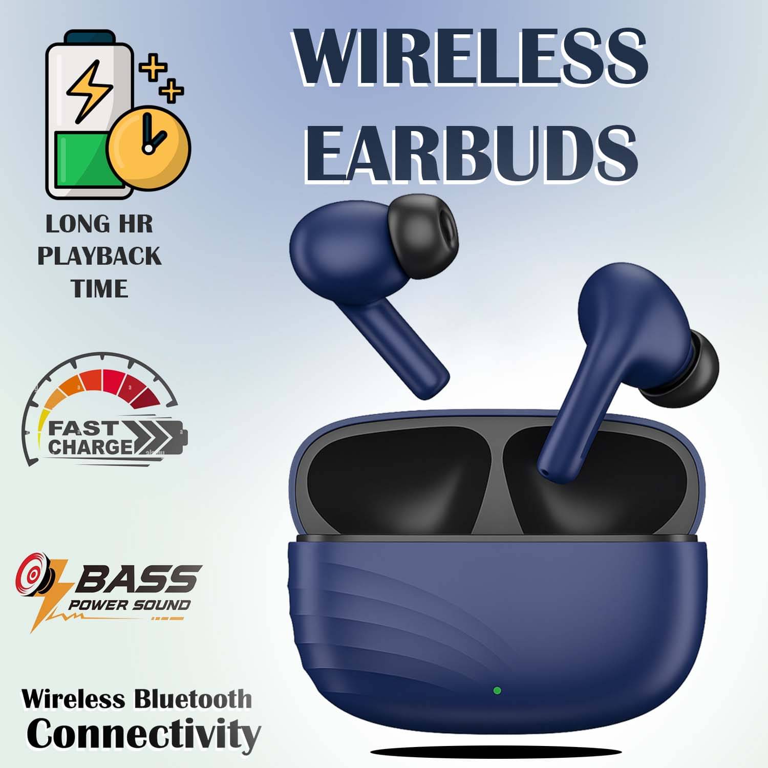     			"Wireless Bluetooth Earbuds with Deep Bass, Fast Charging Case, Touch Control & Voice Assistant | Stylish Design for Music, Calls, Gaming, Workout & Travel"