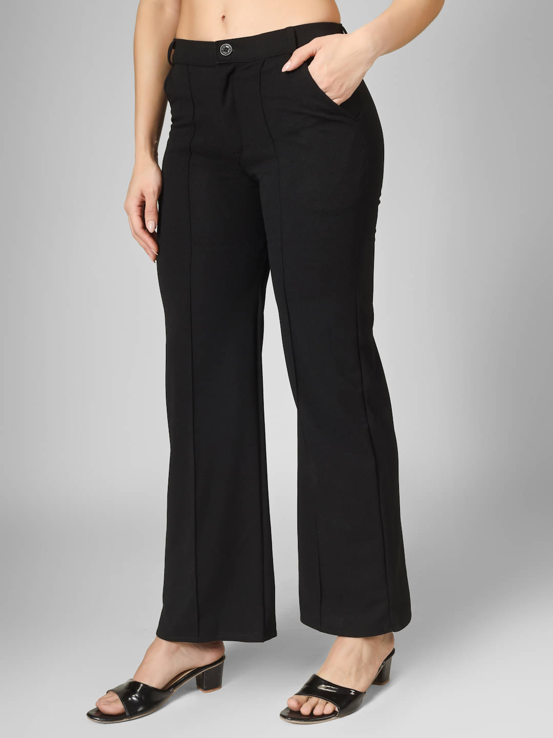     			Generic Women Polyester Formal Trousers ( Black )