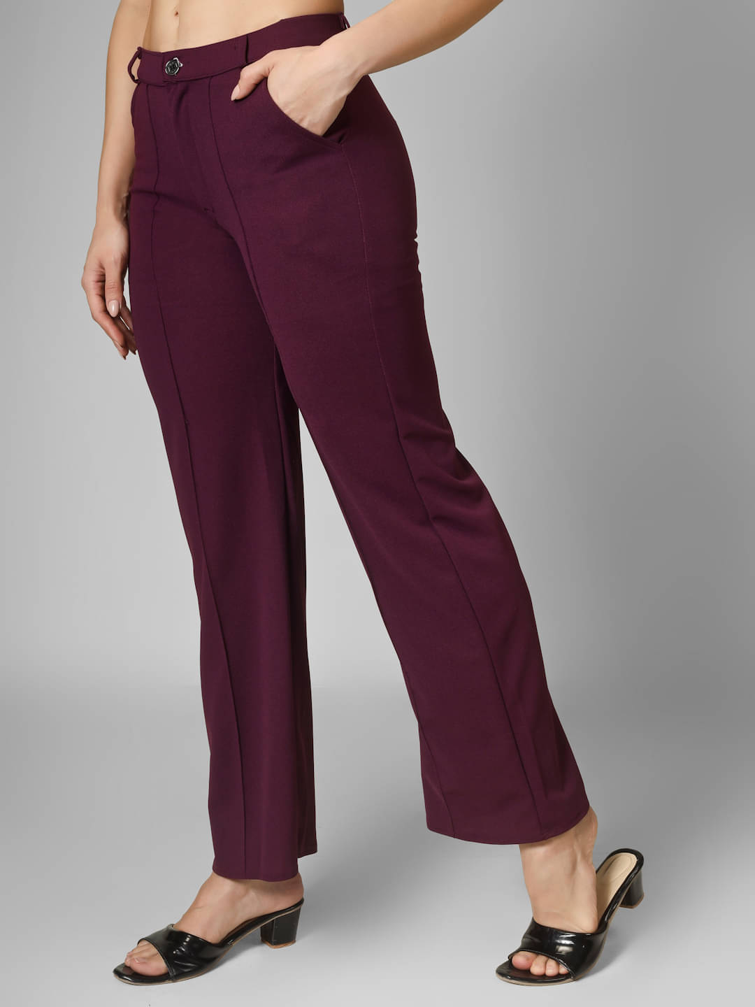     			Generic Women Polyester Formal Trousers ( Wine )