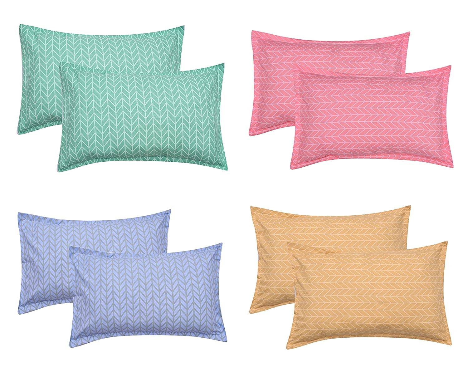 ZCI - Pack of 8 Cotton Abstract Regular Pillow Cover ( 68.58 cm(27) x 43.18 cm(17) ) - Multi-Colour     			ZCI - Pack of 8 Cotton Abstract Regular Pillow Cover ( 68.58 cm(27) x 43.18 cm(17) ) - Multi-Colour