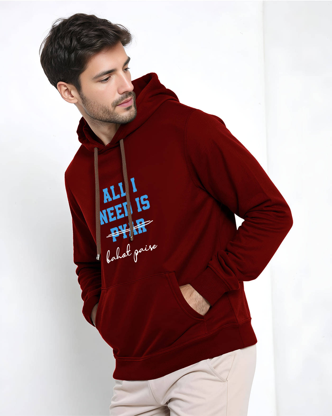     			AOOSH Fleece Hooded Men's Sweatshirt - Maroon ( Pack of 1 )