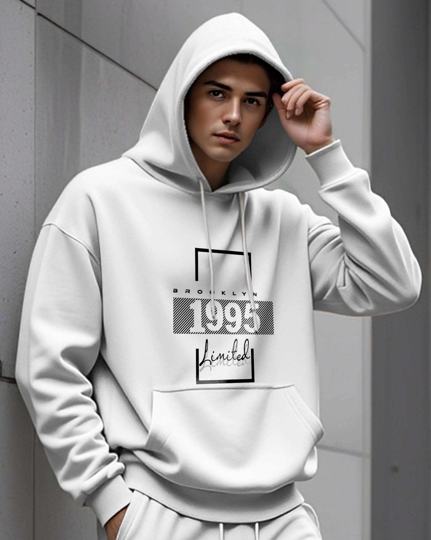     			AOOSH Fleece Hooded Men's Sweatshirt - White ( Pack of 1 )