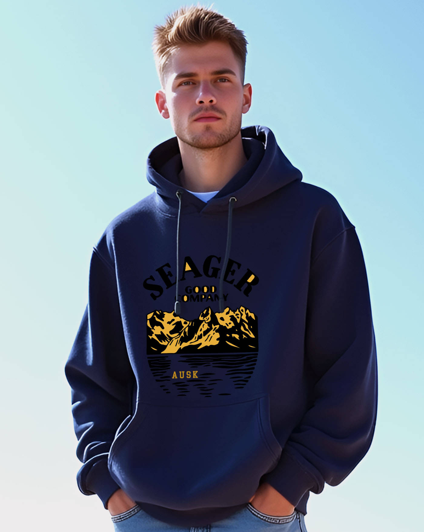    			AOOSH Fleece Hooded Men's Sweatshirt - Blue ( Pack of 1 )