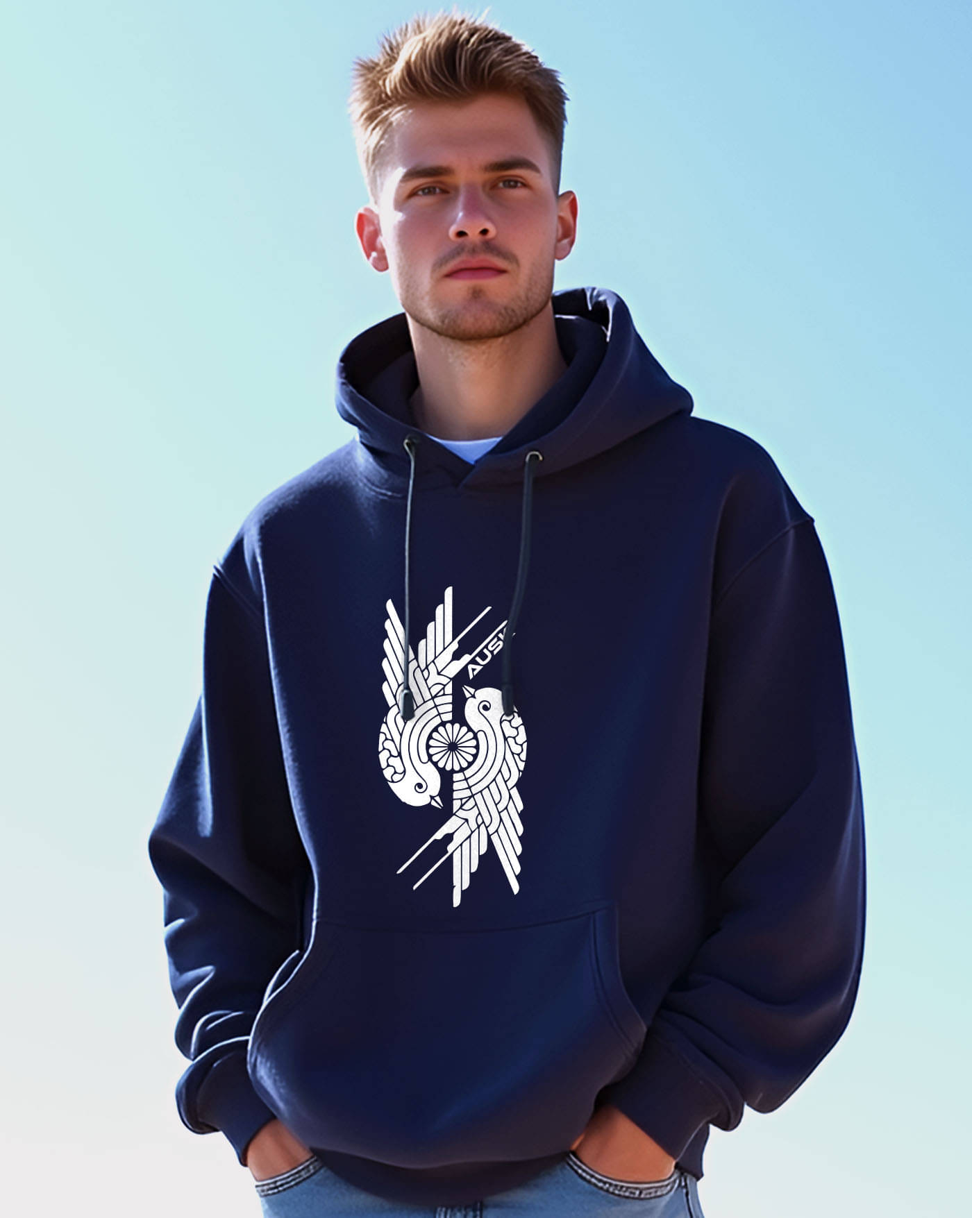     			AOOSH Fleece Hooded Men's Sweatshirt - Blue ( Pack of 1 )