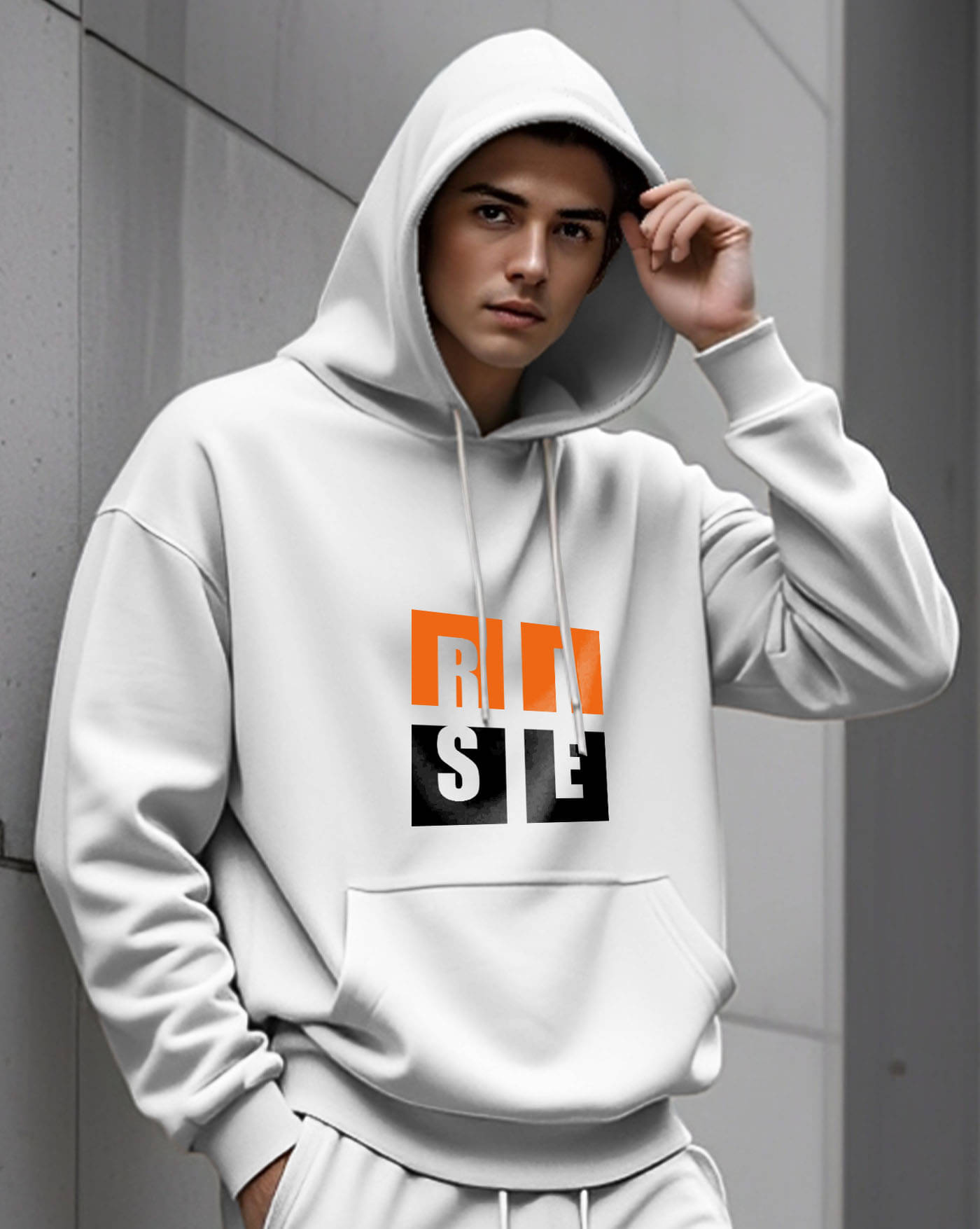     			AOOSH Fleece Hooded Men's Sweatshirt - White ( Pack of 1 )