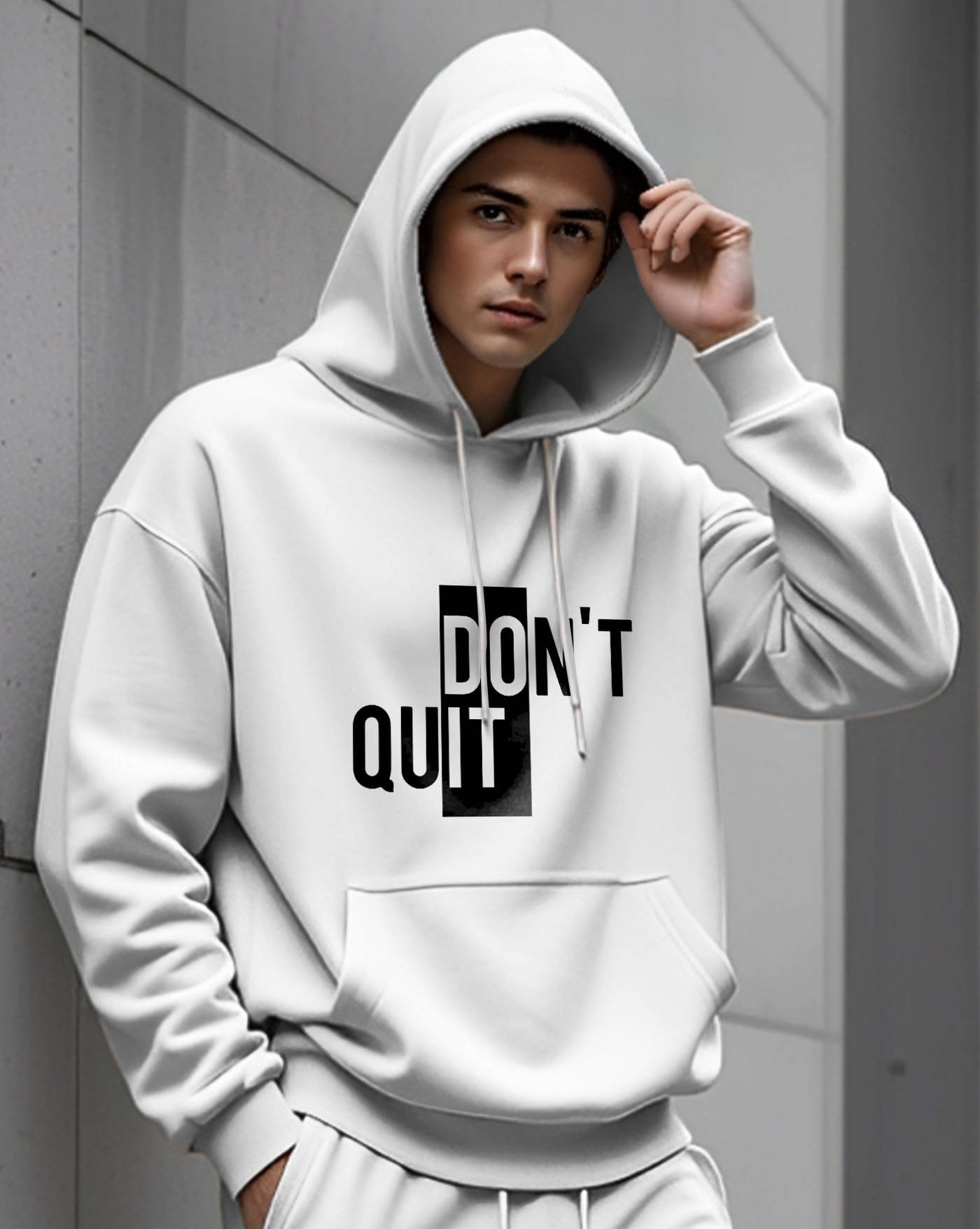     			AOOSH Fleece Hooded Men's Sweatshirt - White ( Pack of 1 )