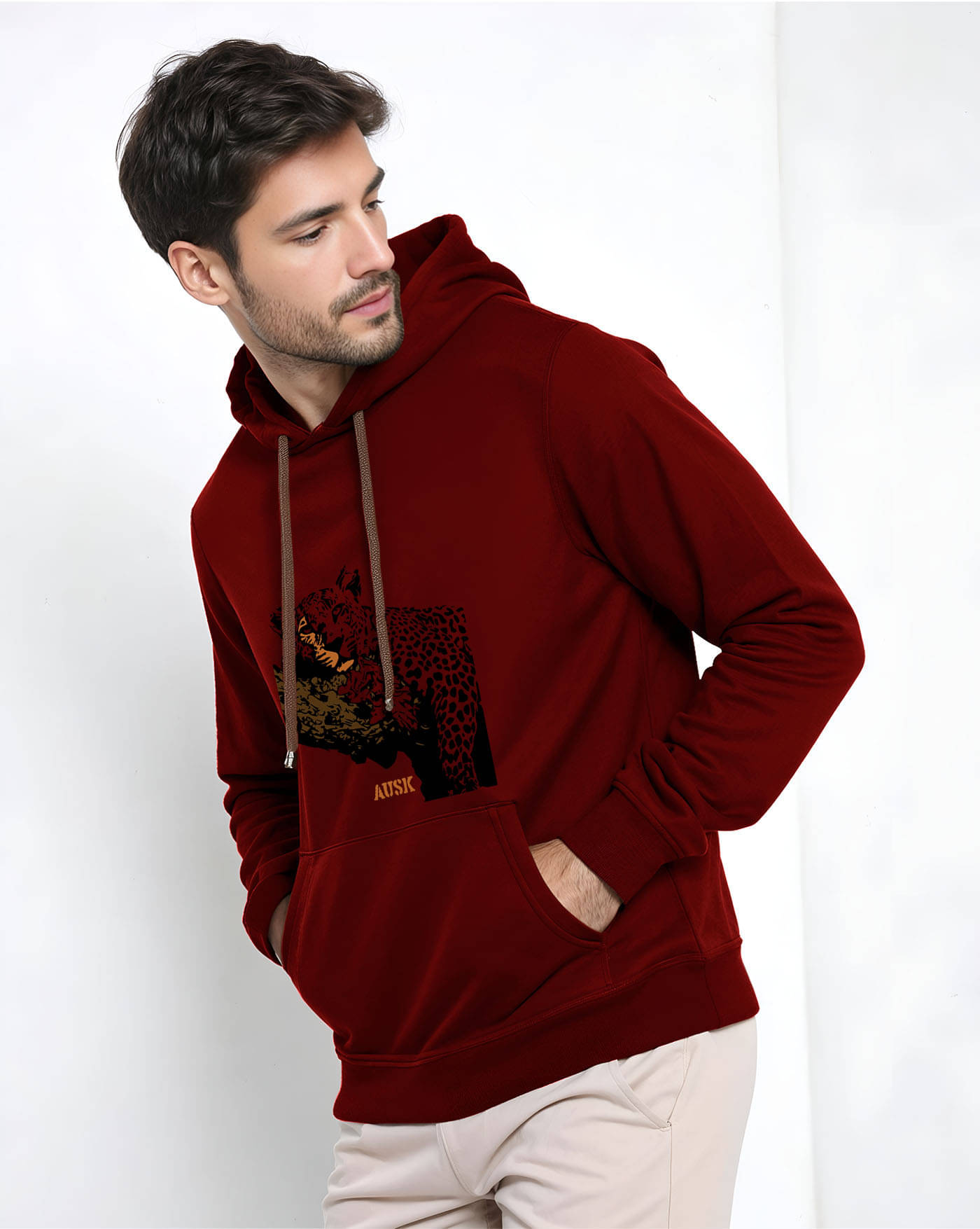     			AOOSH Fleece Hooded Men's Sweatshirt - Maroon ( Pack of 1 )