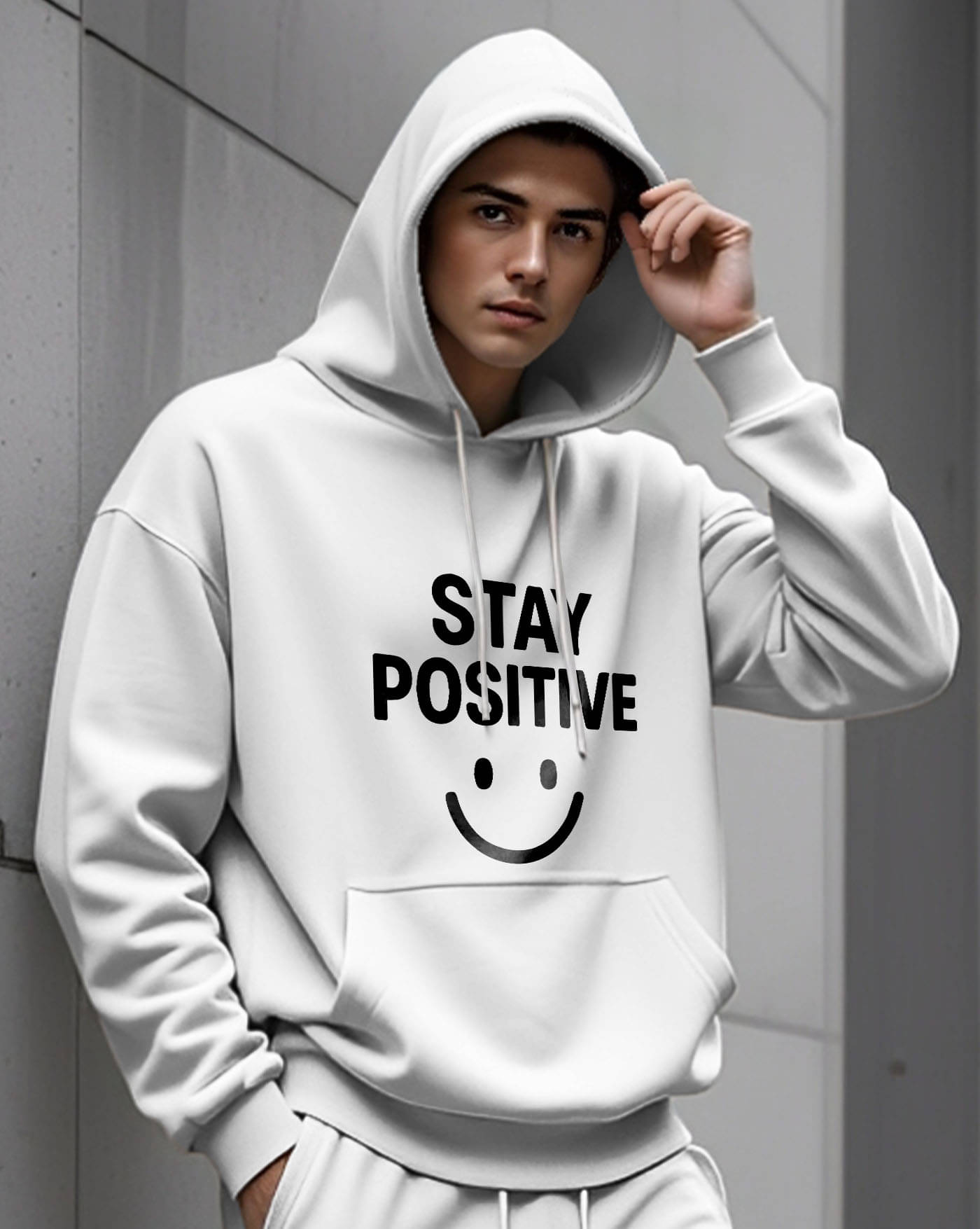     			AOOSH Fleece Hooded Men's Sweatshirt - White ( Pack of 1 )