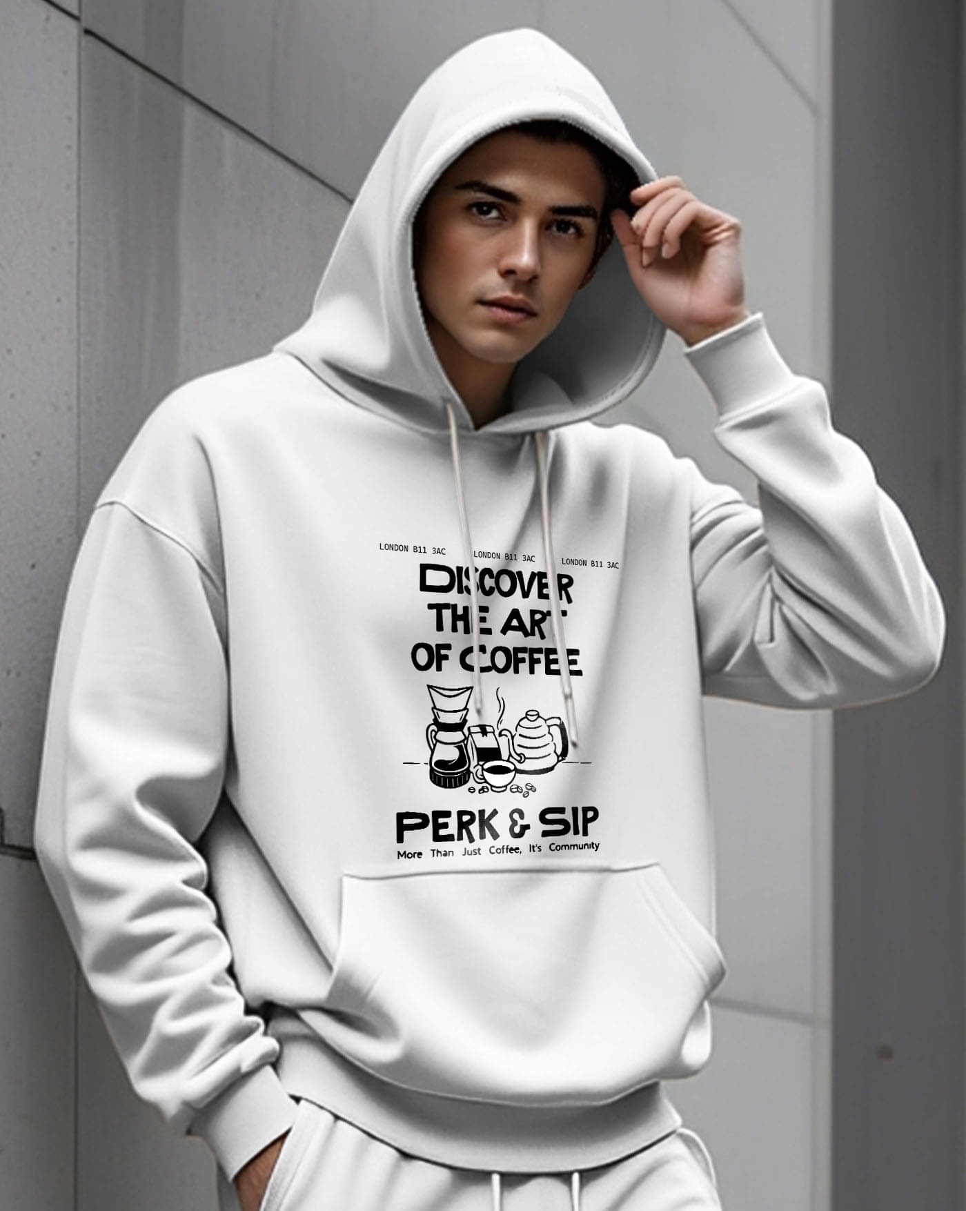 AOOSH Fleece Hooded Men's Sweatshirt - White ( Pack of 1 )     			AOOSH Fleece Hooded Men's Sweatshirt - White ( Pack of 1 )