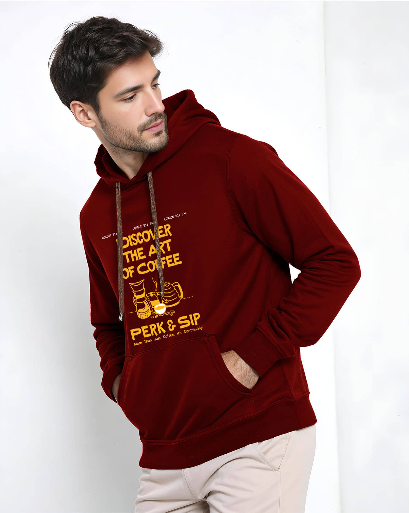     			AOOSH Fleece Hooded Men's Sweatshirt - Maroon ( Pack of 1 )