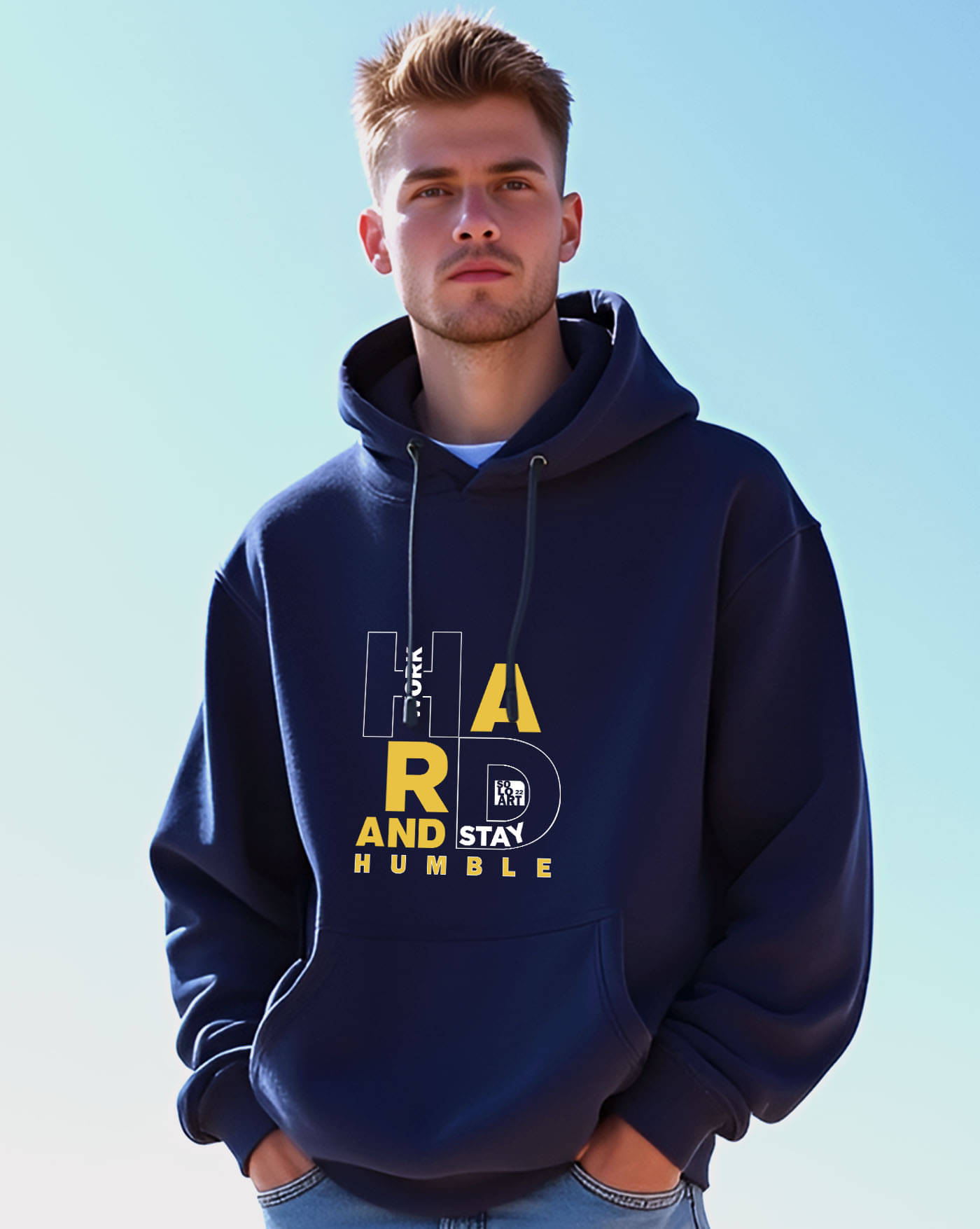     			AOOSH Fleece Hooded Men's Sweatshirt - Blue ( Pack of 1 )
