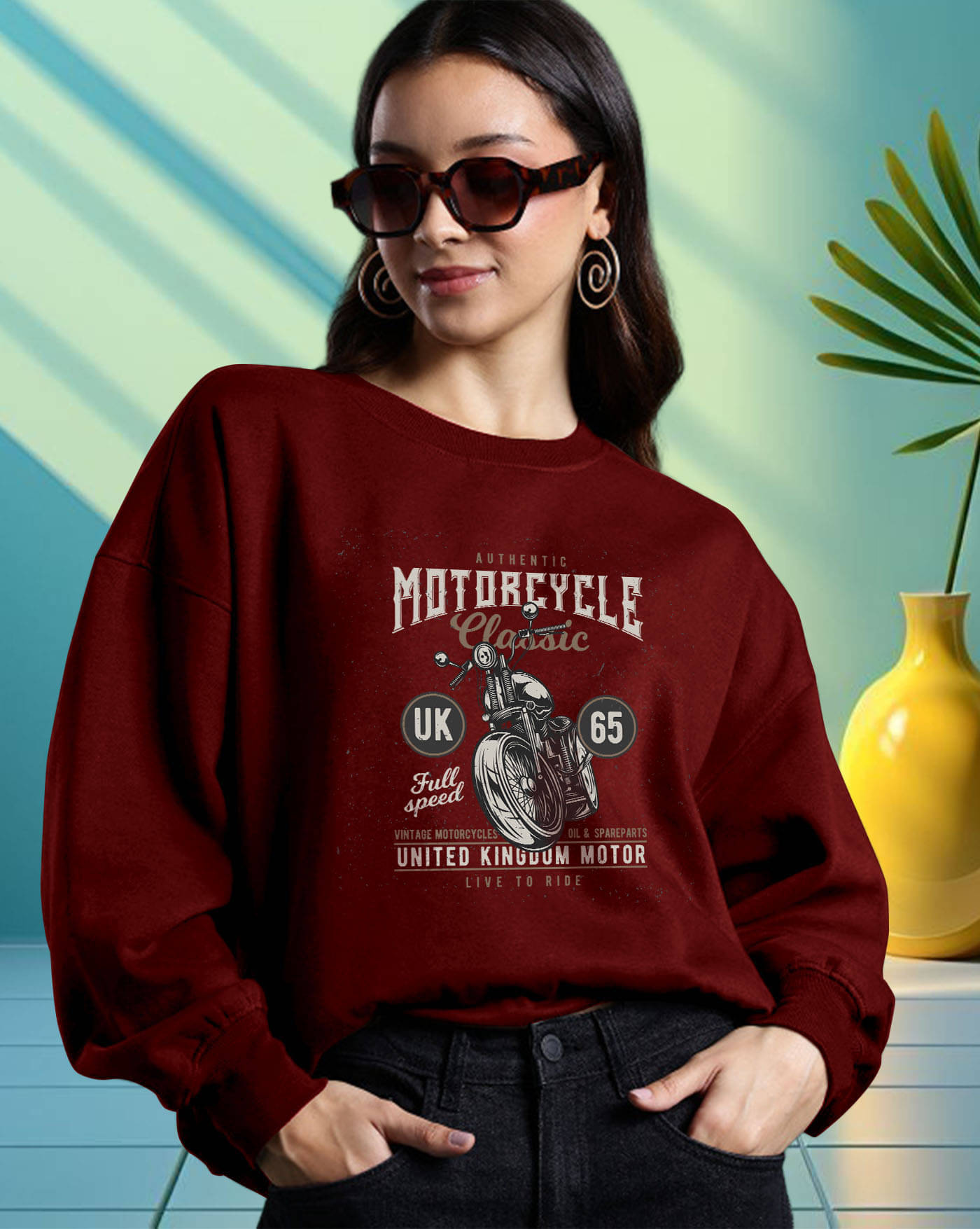 AOOSH Women Fleece Round Neck Sweatshirt ( Maroon ) AOOSH Women Fleece Round Neck Sweatshirt ( Maroon )