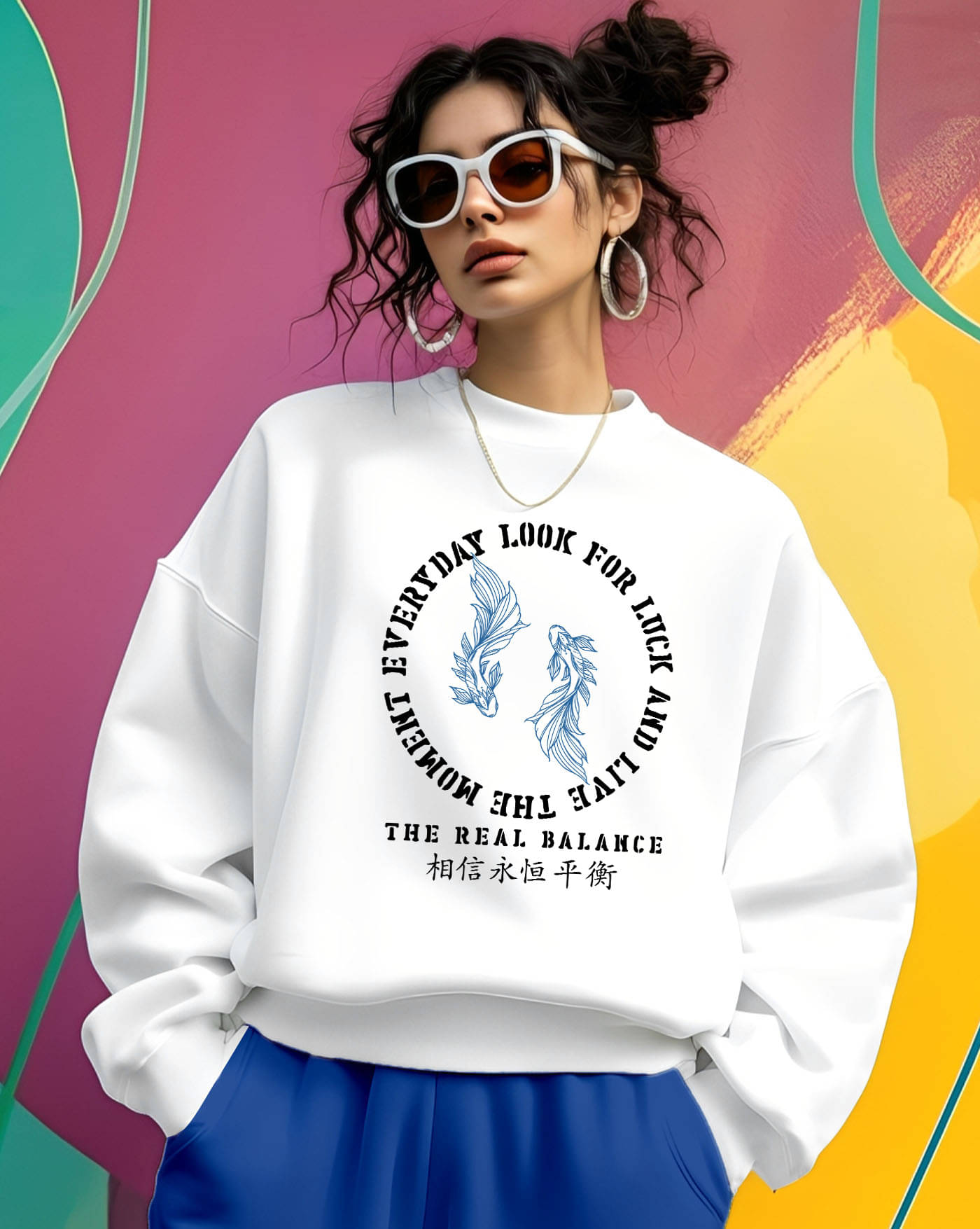     			AOOSH Women Fleece Round Neck Sweatshirt ( White )