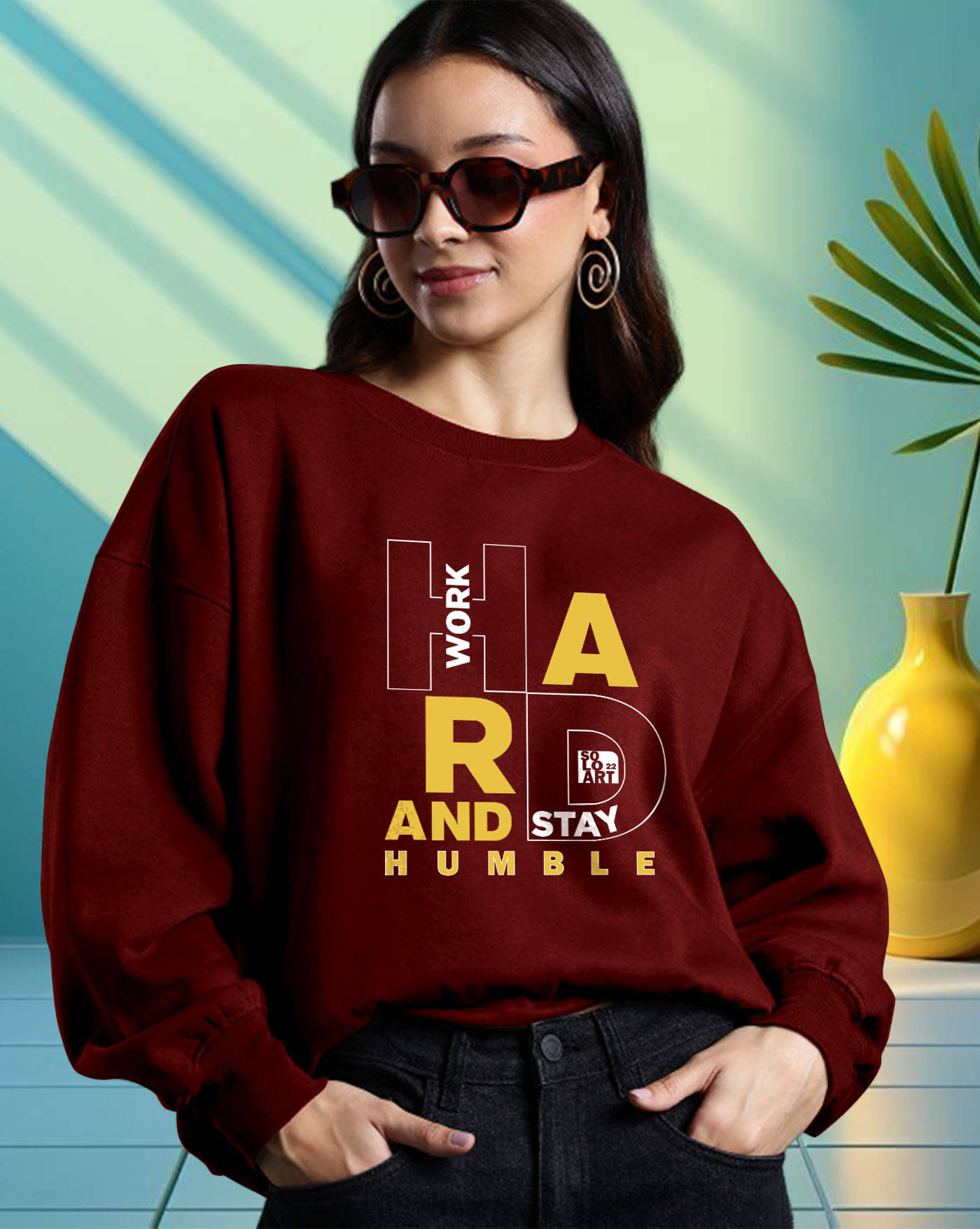 AOOSH Women Fleece Round Neck Sweatshirt ( Maroon )     			AOOSH Women Fleece Round Neck Sweatshirt ( Maroon )