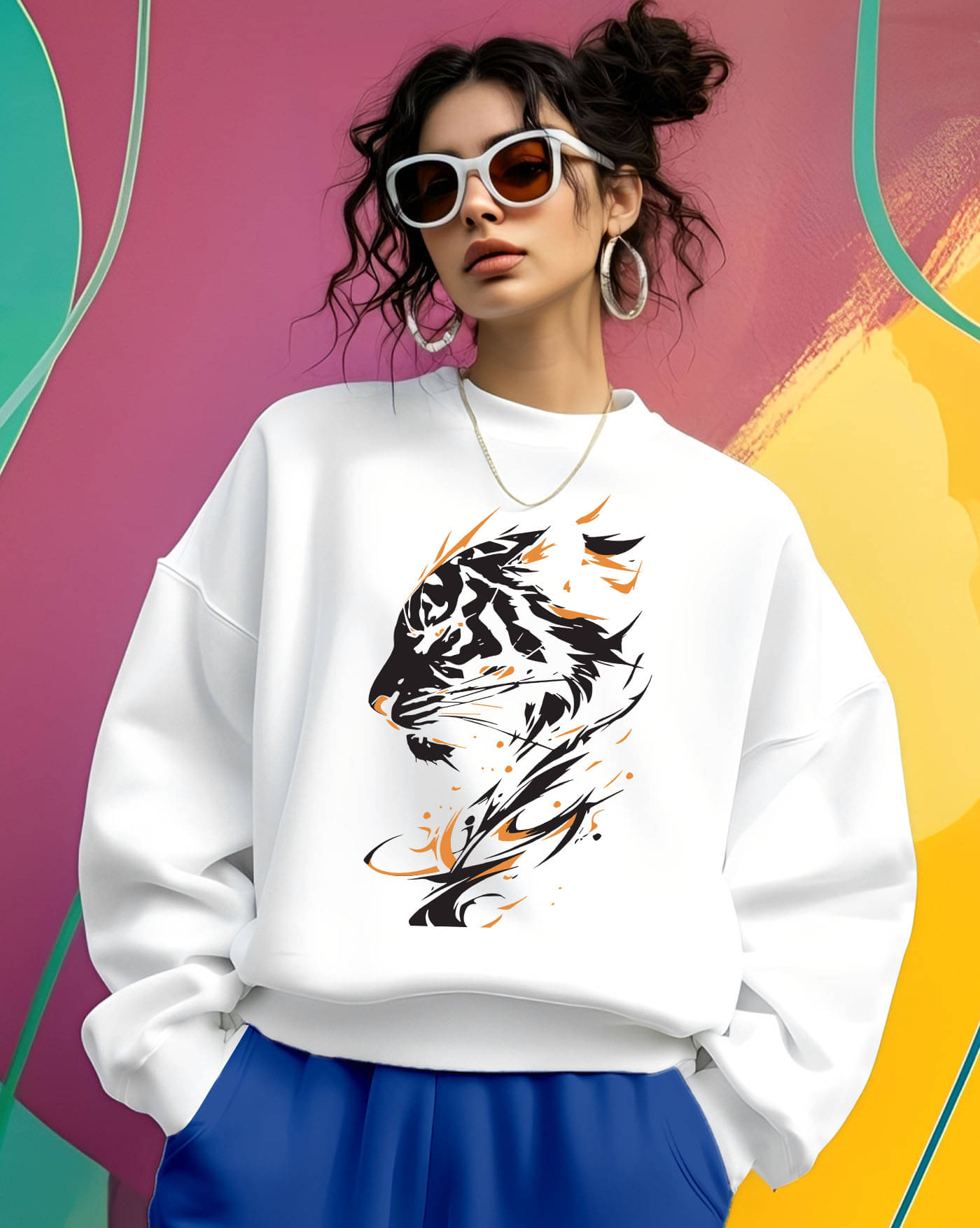 AOOSH Women Fleece Round Neck Sweatshirt ( White ) AOOSH Women Fleece Round Neck Sweatshirt ( White )