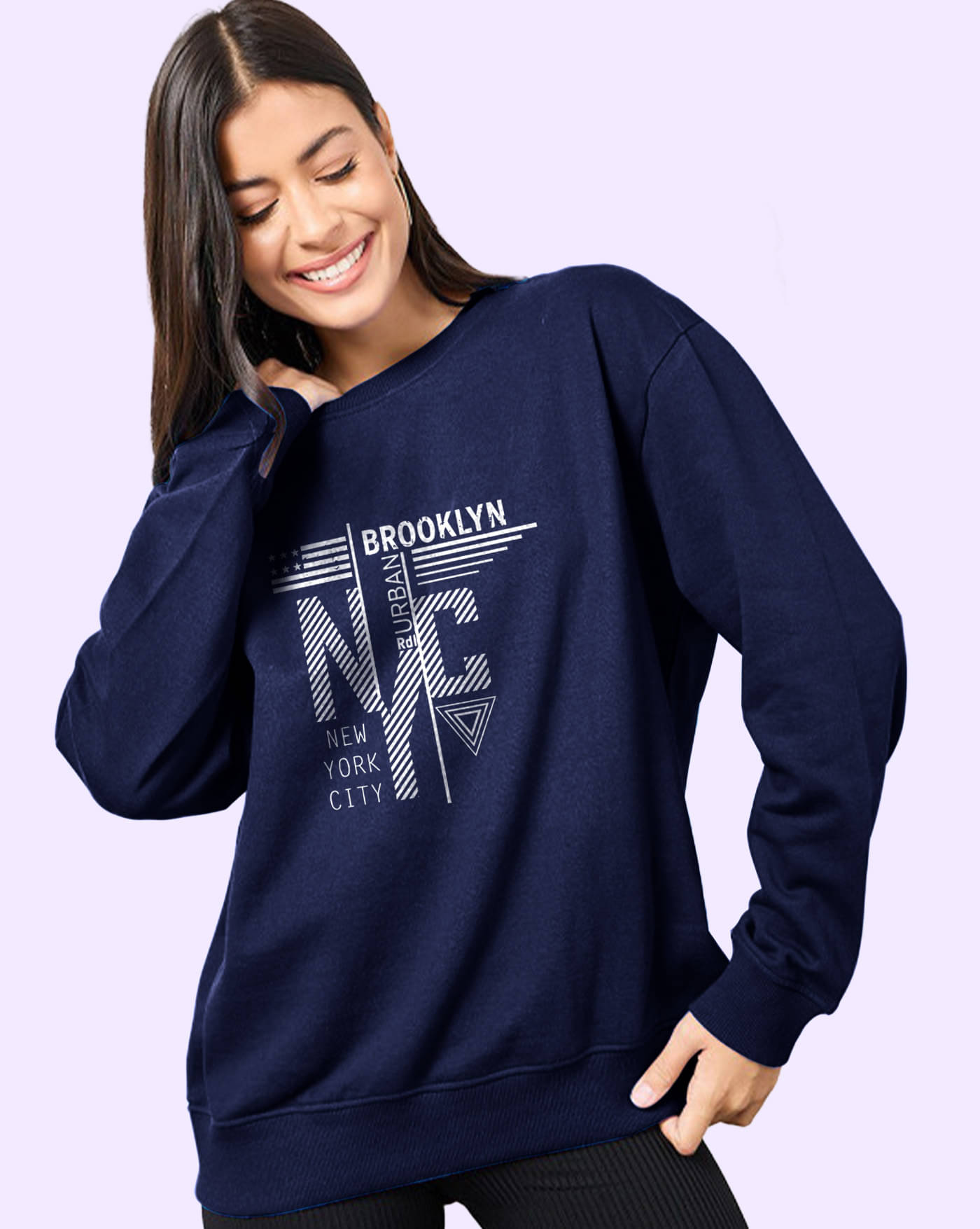 AOOSH Women Fleece Round Neck Sweatshirt ( Blue )     			AOOSH Women Fleece Round Neck Sweatshirt ( Blue )