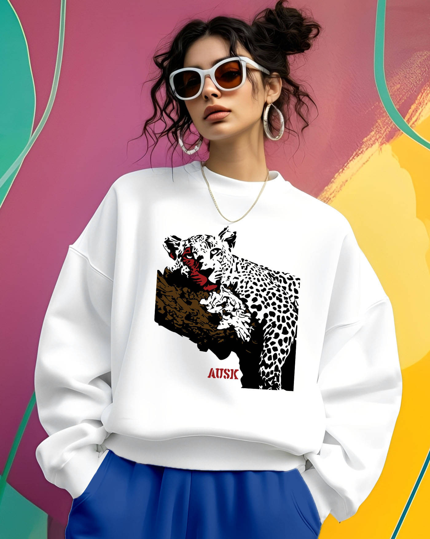 AOOSH Women Fleece Round Neck Sweatshirt ( White ) AOOSH Women Fleece Round Neck Sweatshirt ( White )