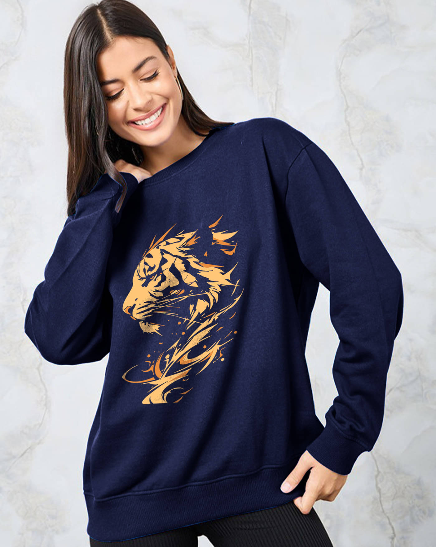 AOOSH Women Fleece Round Neck Sweatshirt ( Blue ) AOOSH Women Fleece Round Neck Sweatshirt ( Blue )