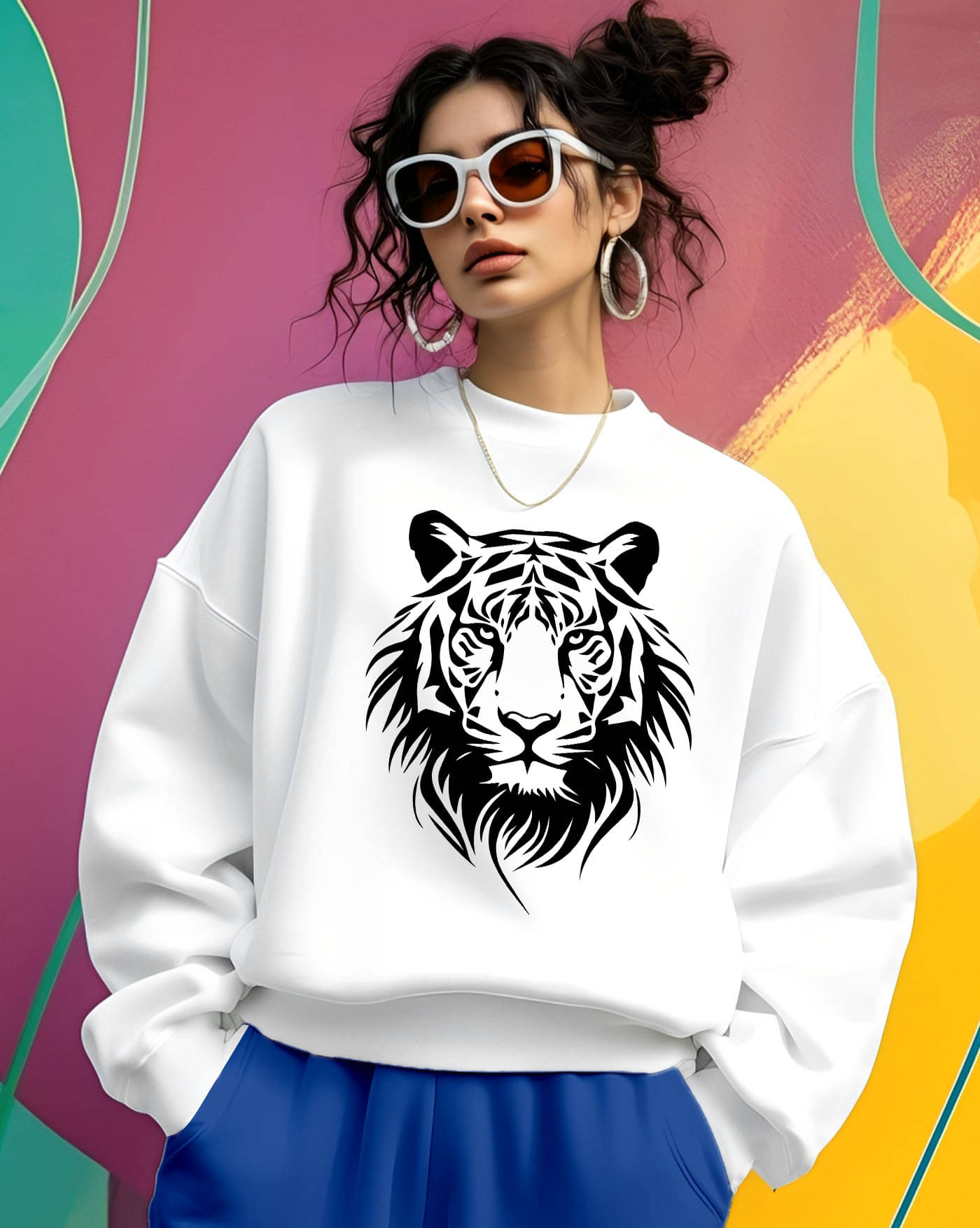 AOOSH Women Fleece Round Neck Sweatshirt ( White ) AOOSH Women Fleece Round Neck Sweatshirt ( White )
