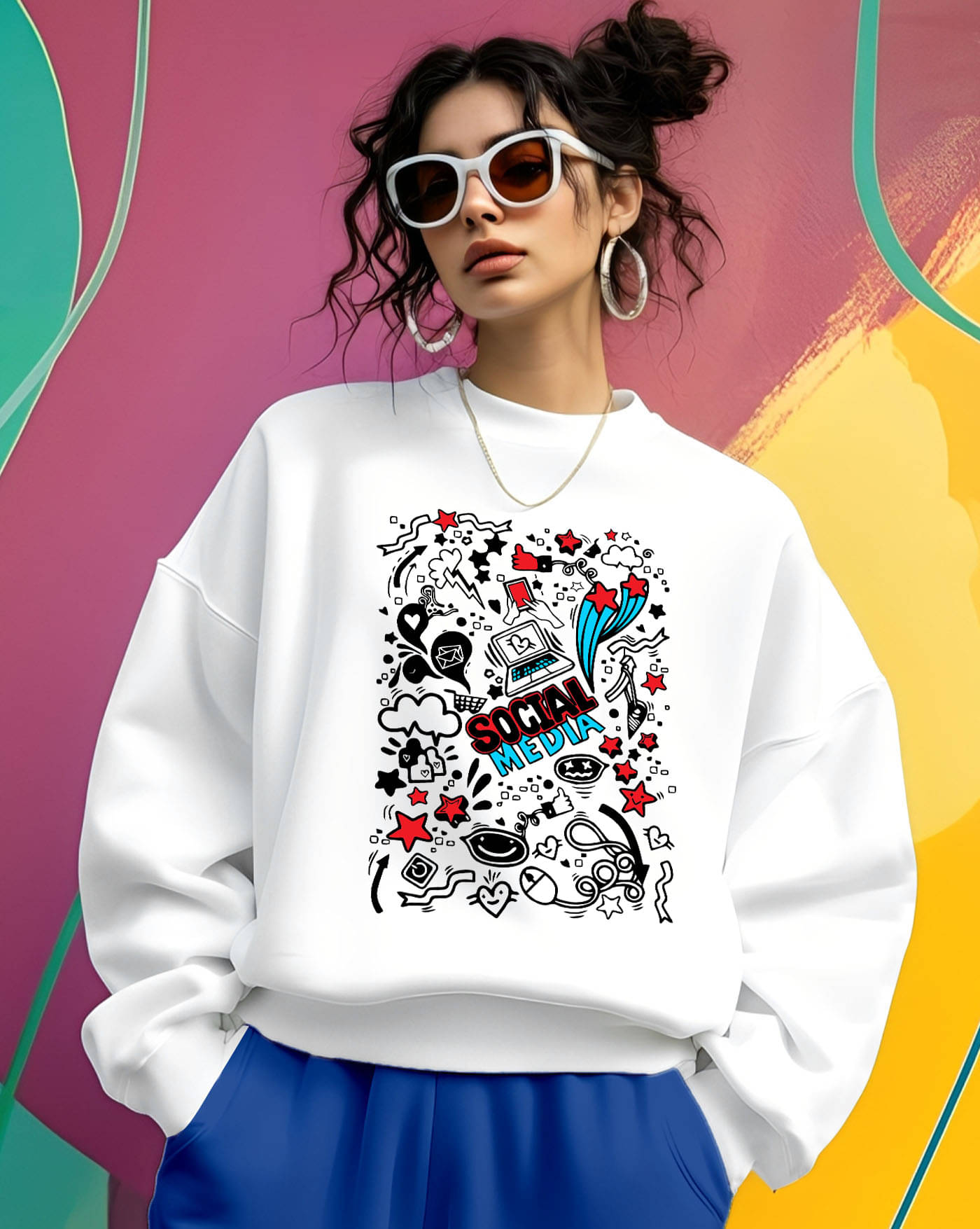 AOOSH Women Fleece Round Neck Sweatshirt ( White ) AOOSH Women Fleece Round Neck Sweatshirt ( White )