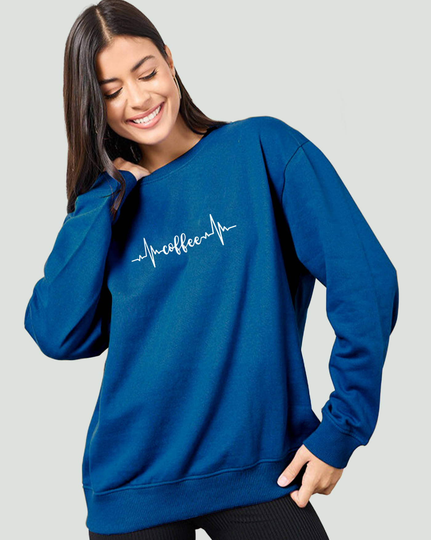 AOOSH Women Fleece Round Neck Sweatshirt ( Turquoise ) AOOSH Women Fleece Round Neck Sweatshirt ( Turquoise )