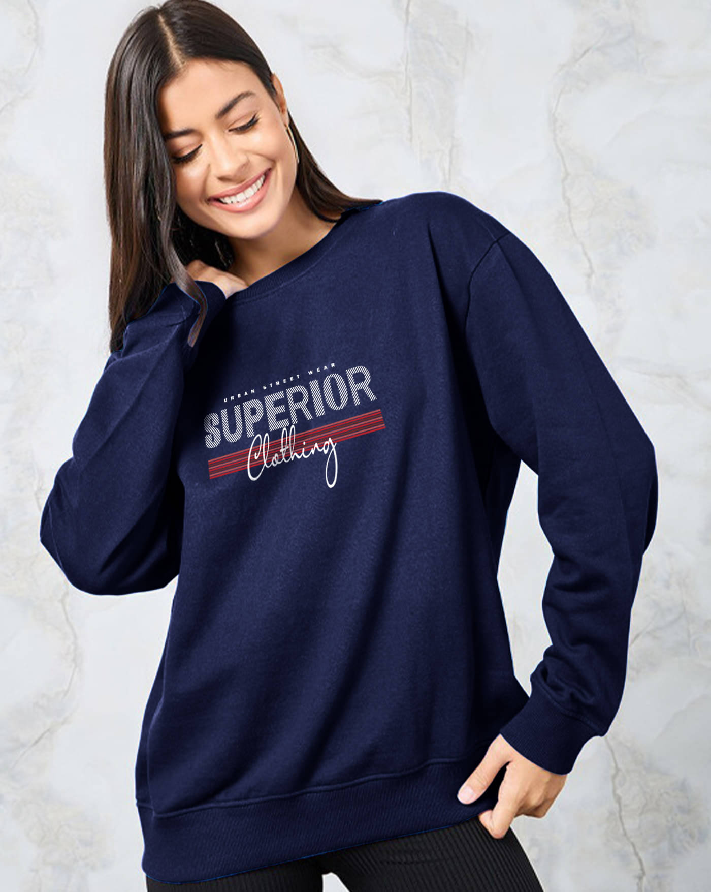 AOOSH Women Fleece Round Neck Sweatshirt ( Blue ) AOOSH Women Fleece Round Neck Sweatshirt ( Blue )