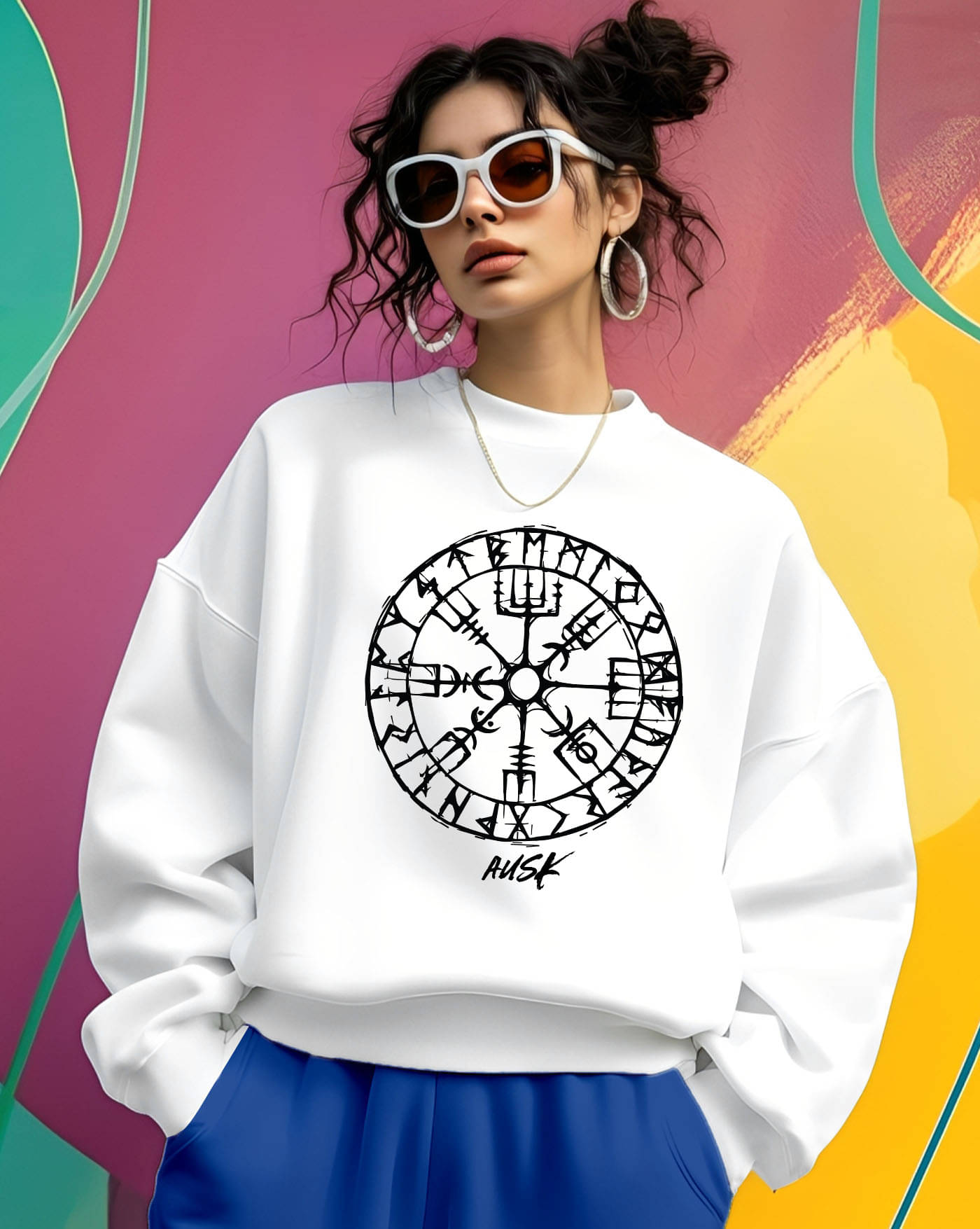     			AOOSH Women Fleece Round Neck Sweatshirt ( White )