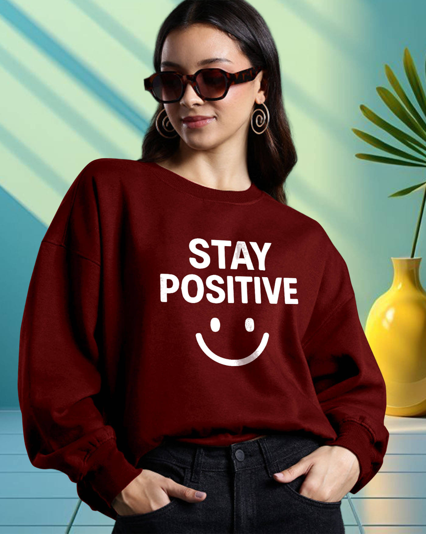 AOOSH Women Fleece Round Neck Sweatshirt ( Maroon )     			AOOSH Women Fleece Round Neck Sweatshirt ( Maroon )