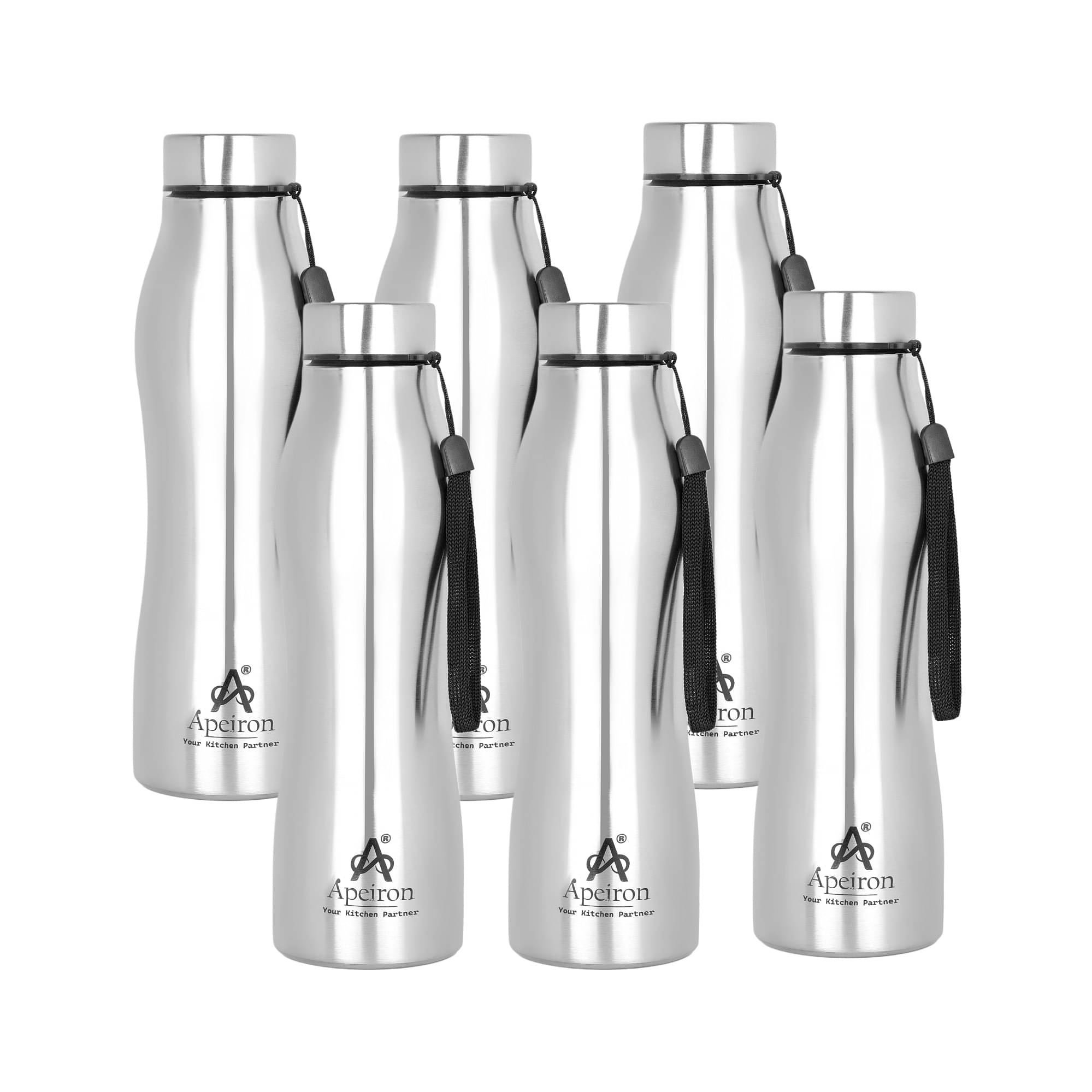 APEIRON Vactra pack of 6 Silver Stainless Steel Fridge Water Bottle 1000 mL ( Set of 6 ) APEIRON Vactra pack of 6 Silver Stainless Steel Fridge Water Bottle 1000 mL ( Set of 6 )