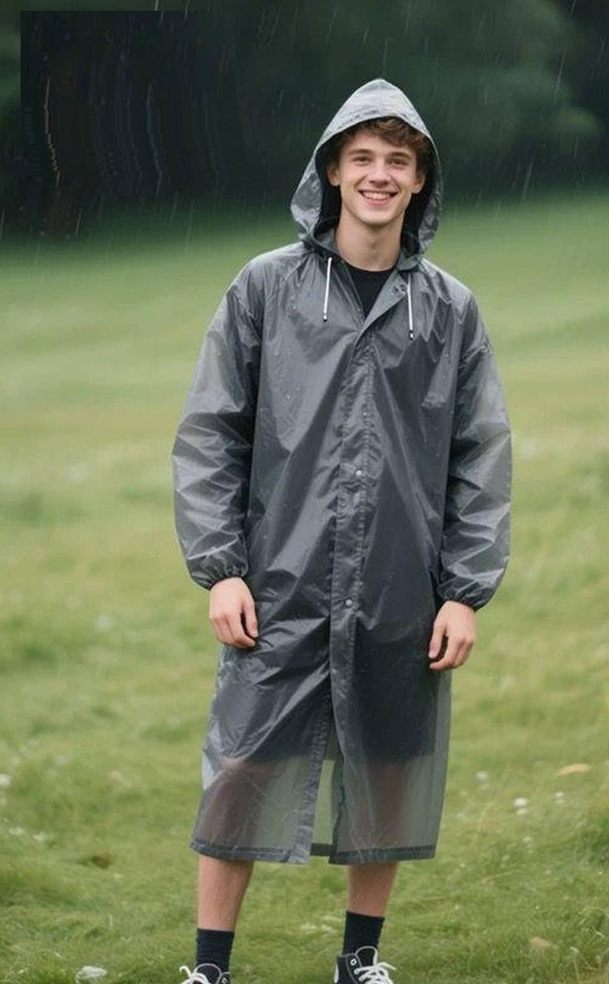     			Adorazone Black Nylon Men's Long Raincoat ( Pack of 2 )