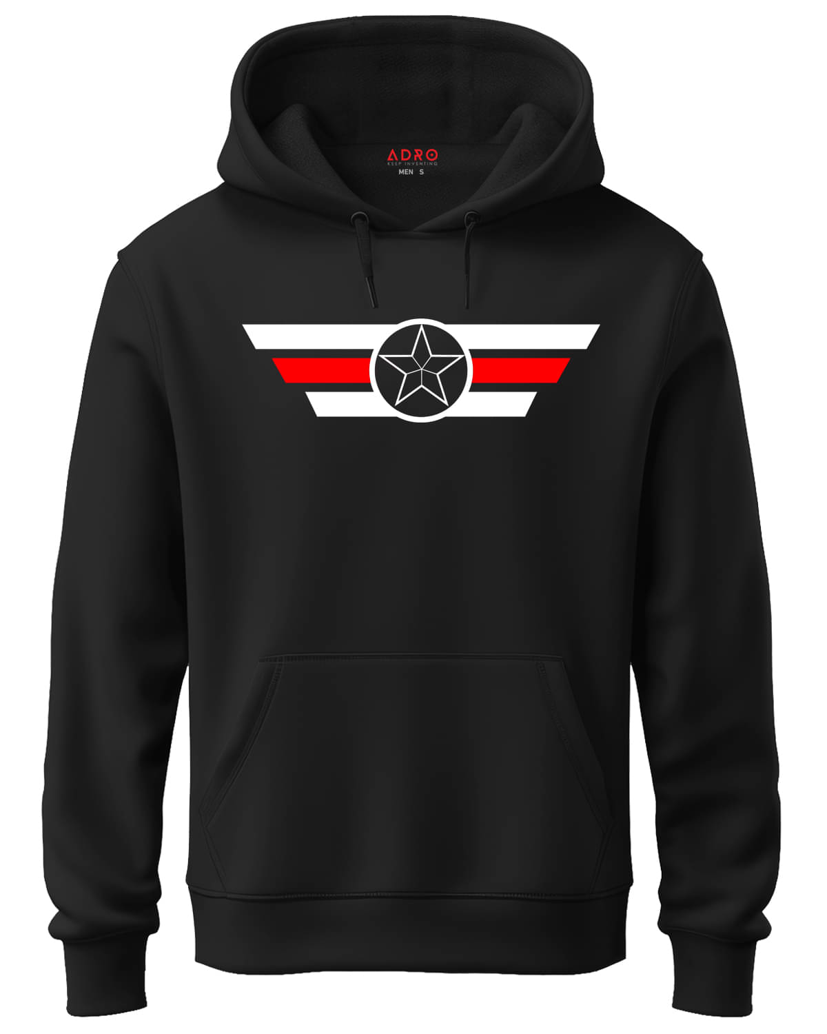     			Adro Fleece Hooded Men's Sweatshirt - Black ( Pack of 1 )