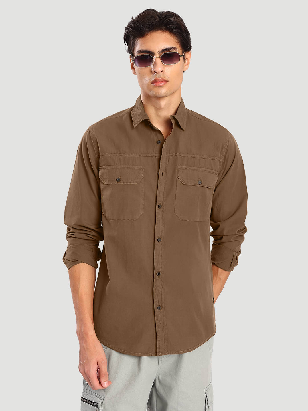 Bene Kleed 100% Cotton Regular Fit Solids Full Sleeves Men's Casual Shirt - Brown ( Pack of 1 )     			Bene Kleed 100% Cotton Regular Fit Solids Full Sleeves Men's Casual Shirt - Brown ( Pack of 1 )
