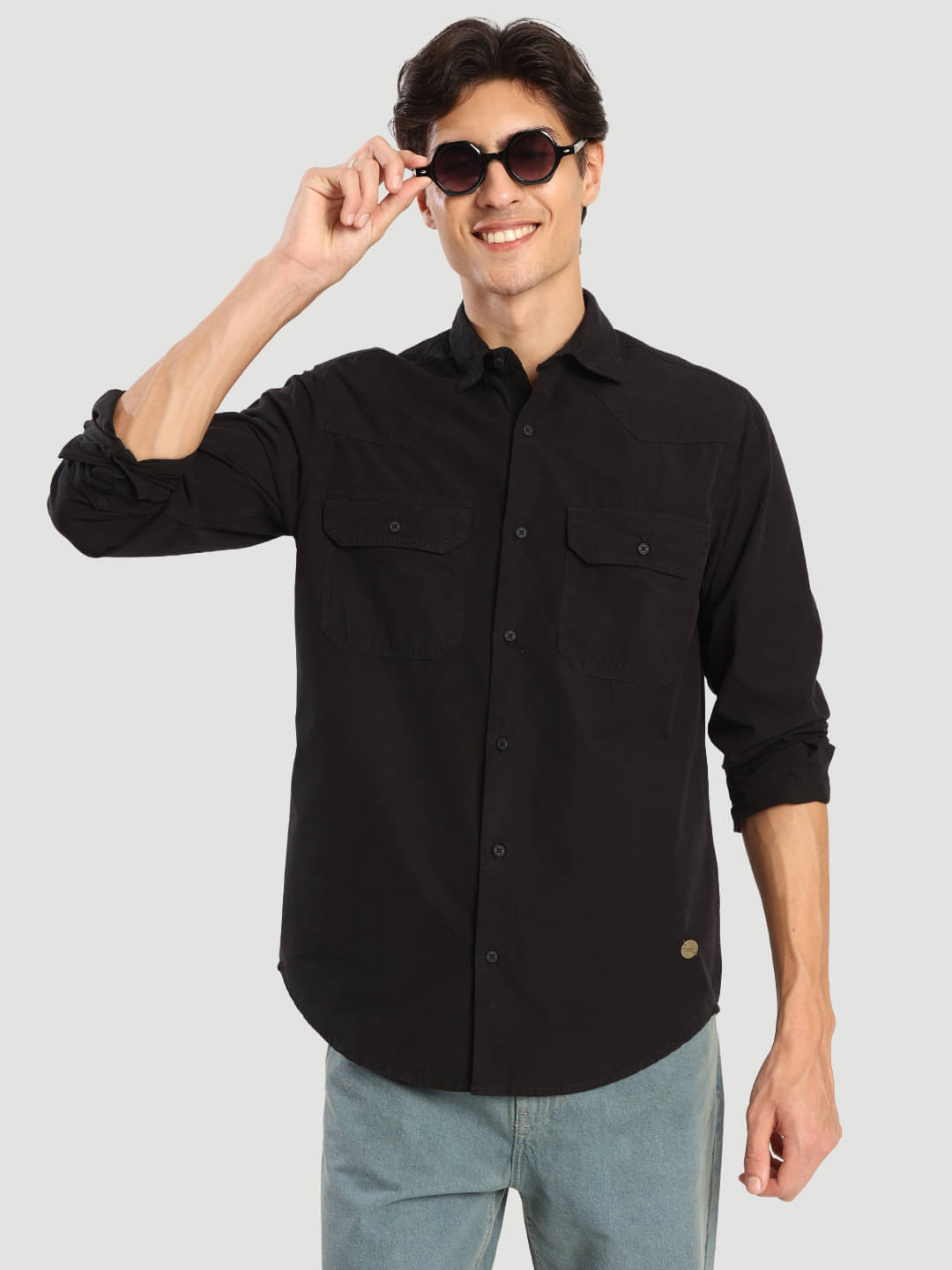    			Bene Kleed 100% Cotton Relaxed Fit Solids Full Sleeves Men's Casual Shirt - Black ( Pack of 1 )