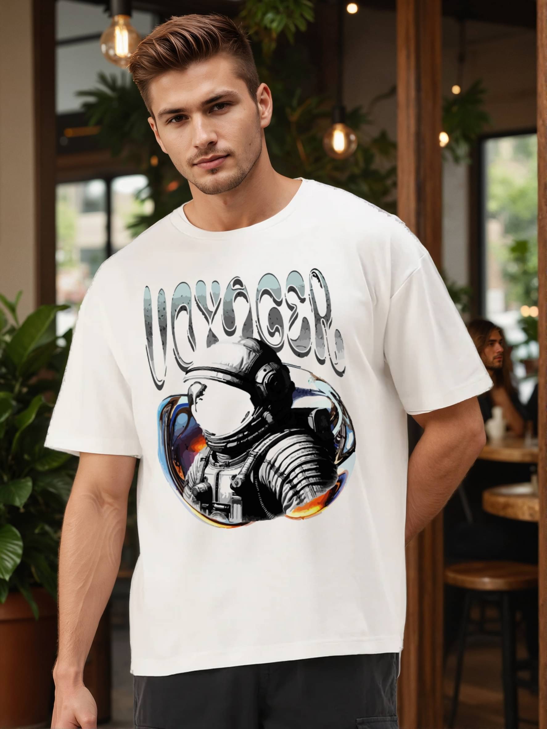     			Bene Kleed Men Cotton Oversized Fit Printed T-Shirt ( White )